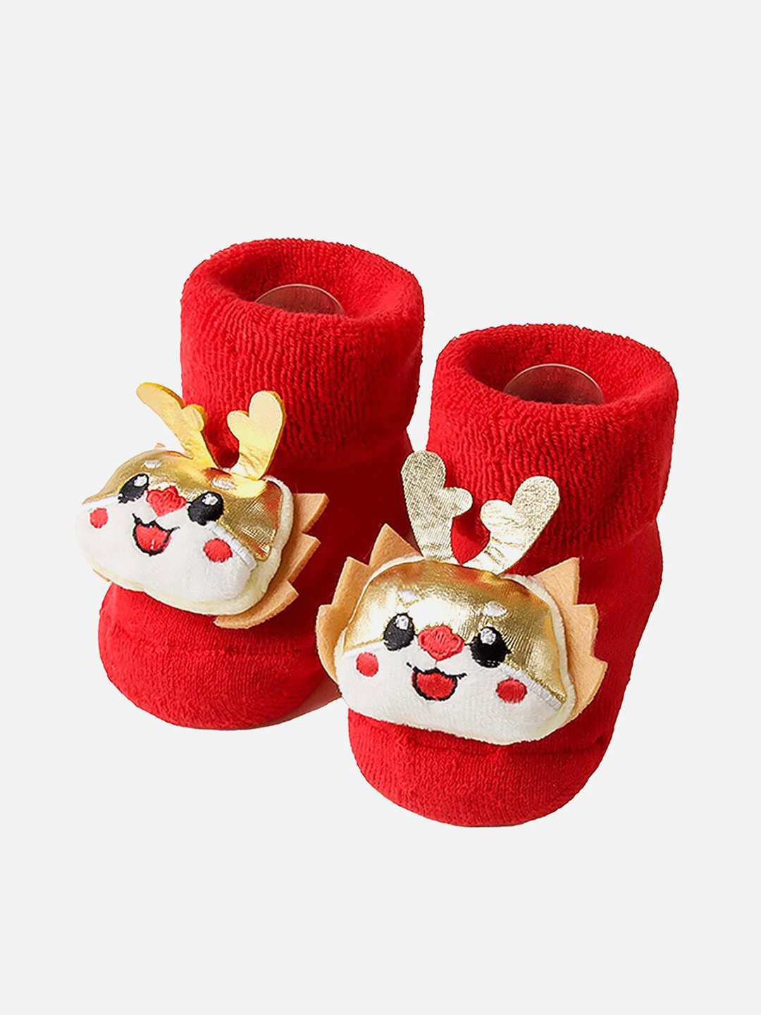 

Little Surprise Box LLP Infants Christmas Deer Cotton Ankle-Length Socks, Red