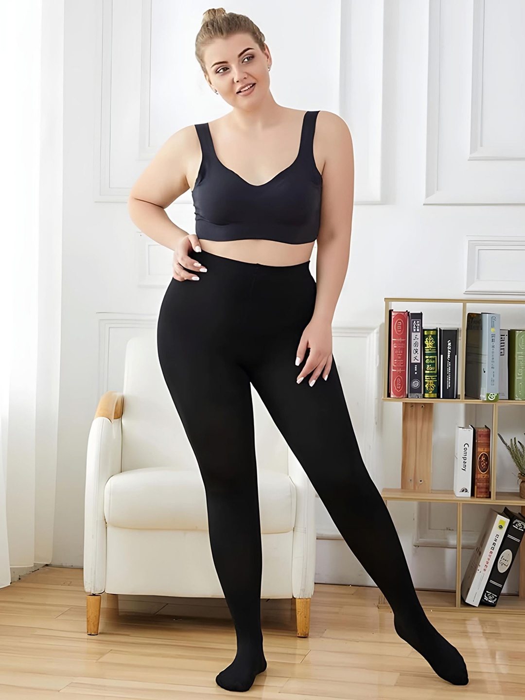 

Hill Islands Thermal Fur Fleece Lined Black Pantyhose Footed Stockings
