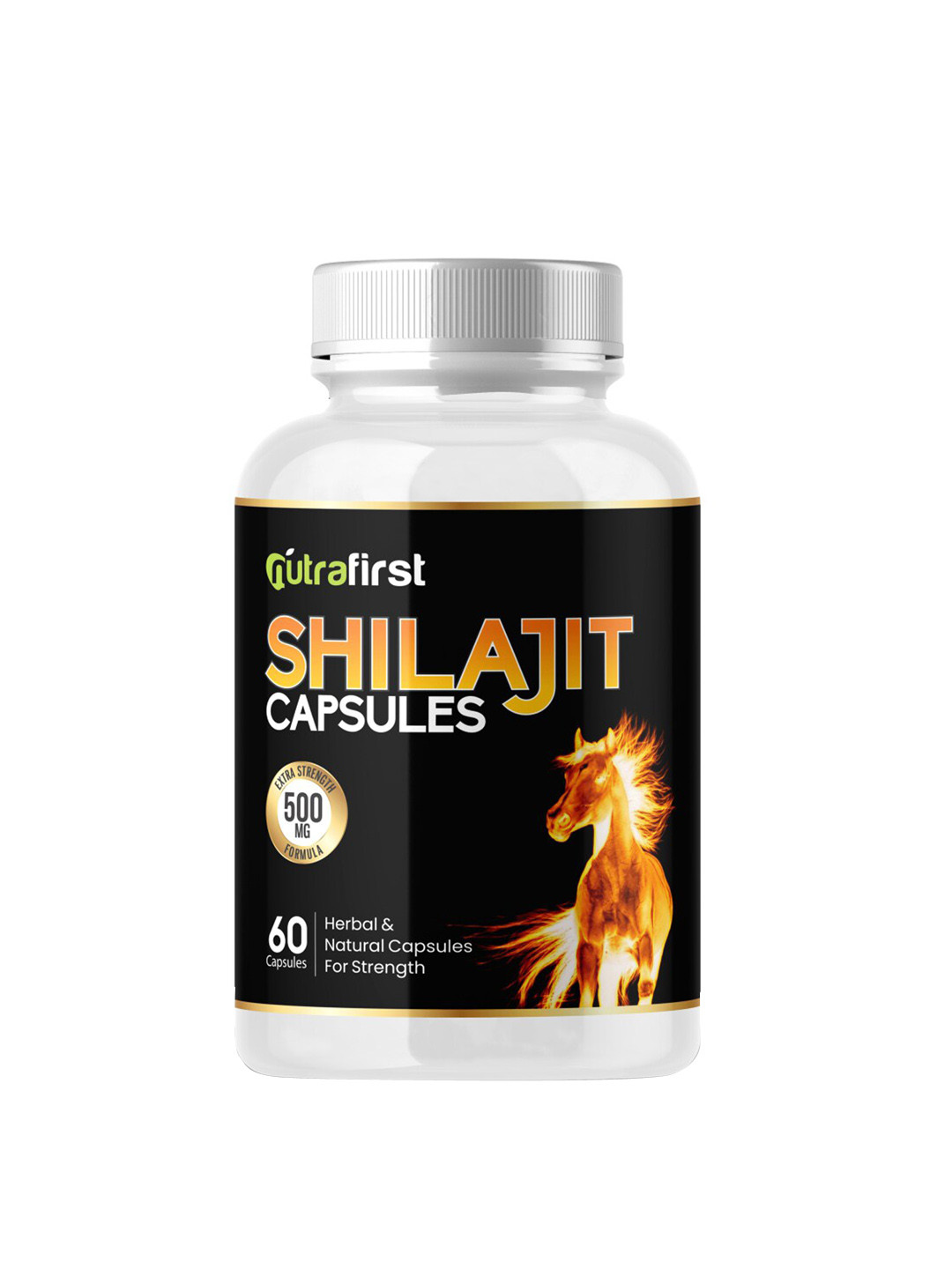 

NUTRAFIRST Shilajit Capsules With Ashwagandha & Kaunch Beej - 60 Capsules, Black