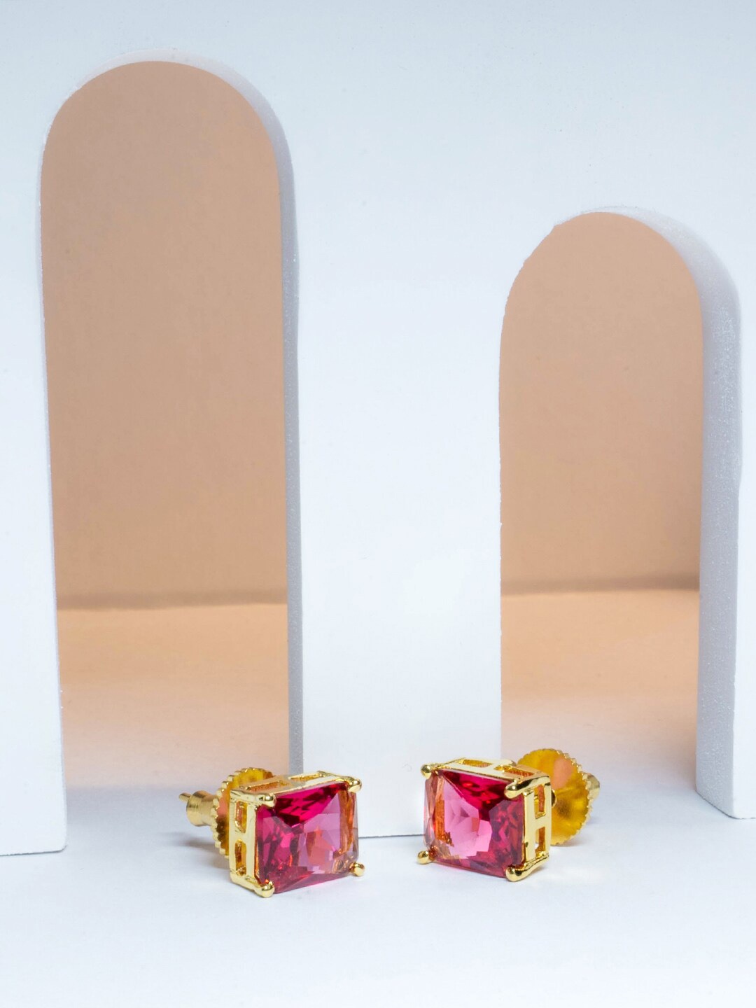 

VIRAASI Gold-Plated AD-Studded Square Studs Earrings