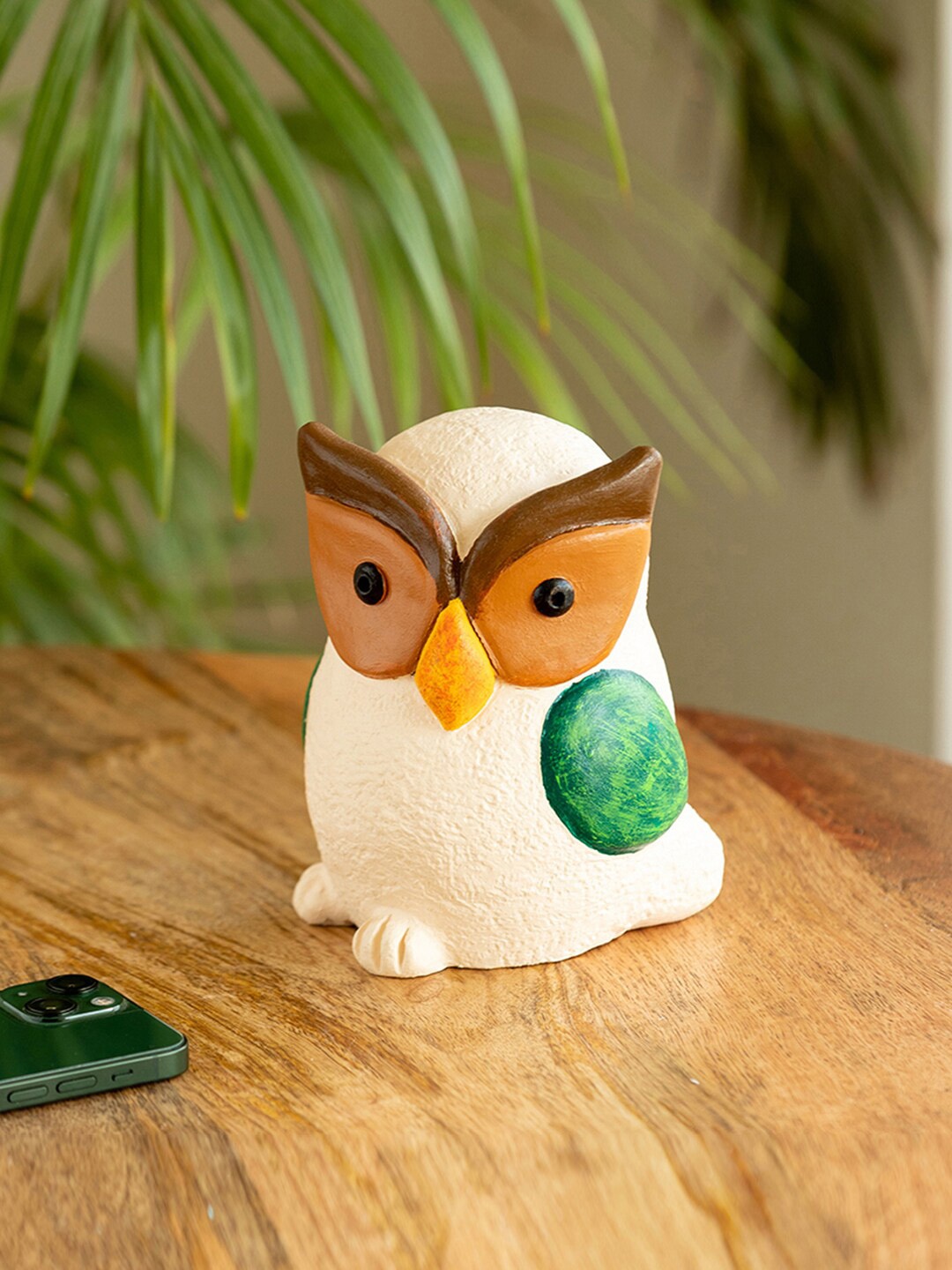 

ExclusiveLane Off White Wise Owl Hand Painted Garden Accessories