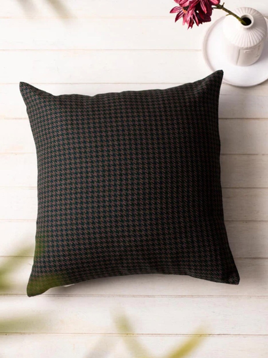 

THEDECORKART Black Cotton Square Cushion Cover