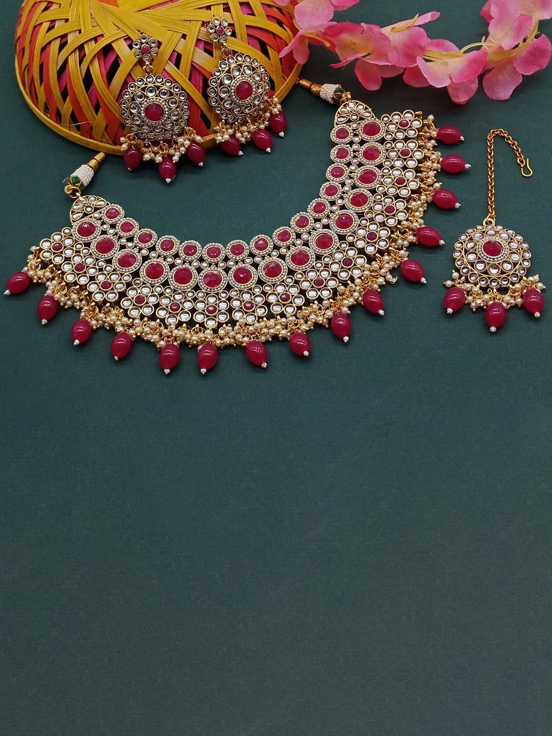 

AASHISH IMITATION Gold-Plated Kundan Studded Jewellery Set