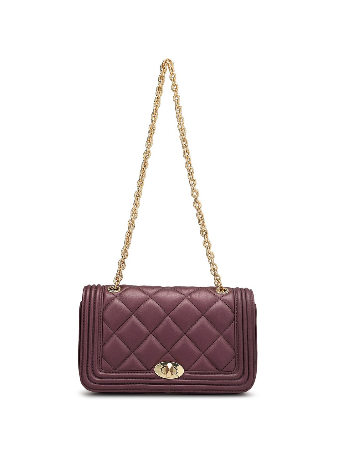 

Da Milano Textured Structured Leather Shoulder Bag, Purple