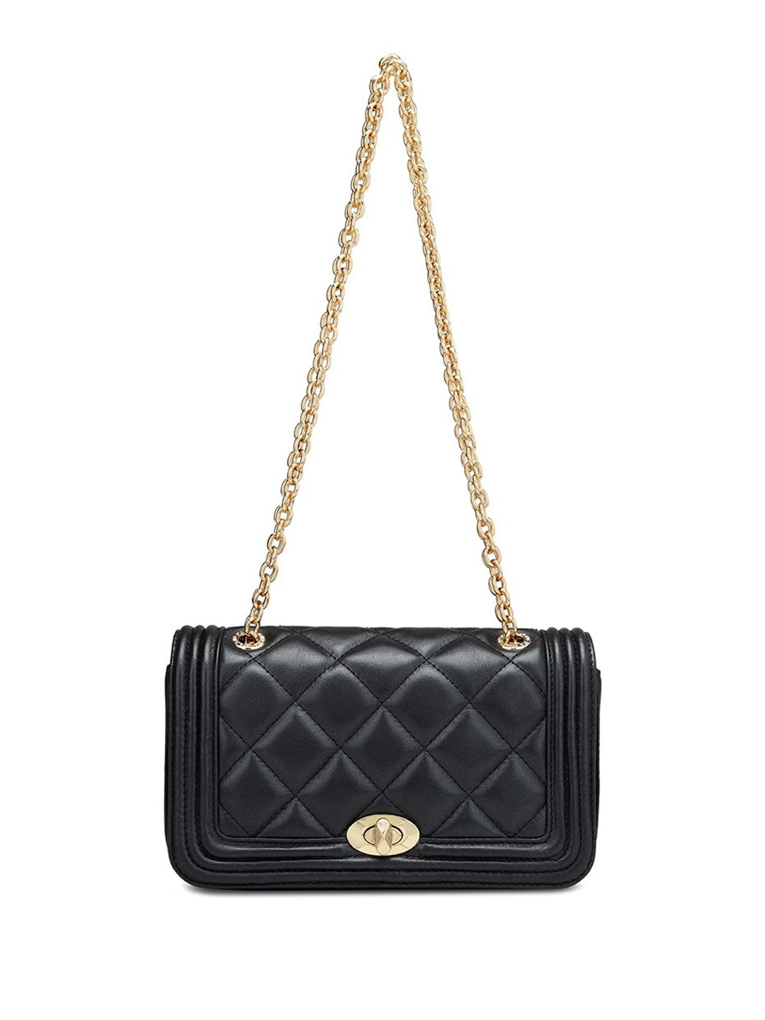 

Da Milano Textured Structured Leather Shoulder Bag, Black