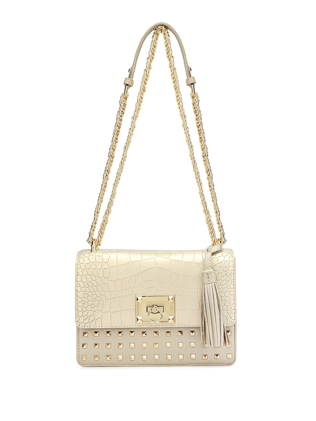 

Da Milano Textured Structured Leather Shoulder Bag, Yellow
