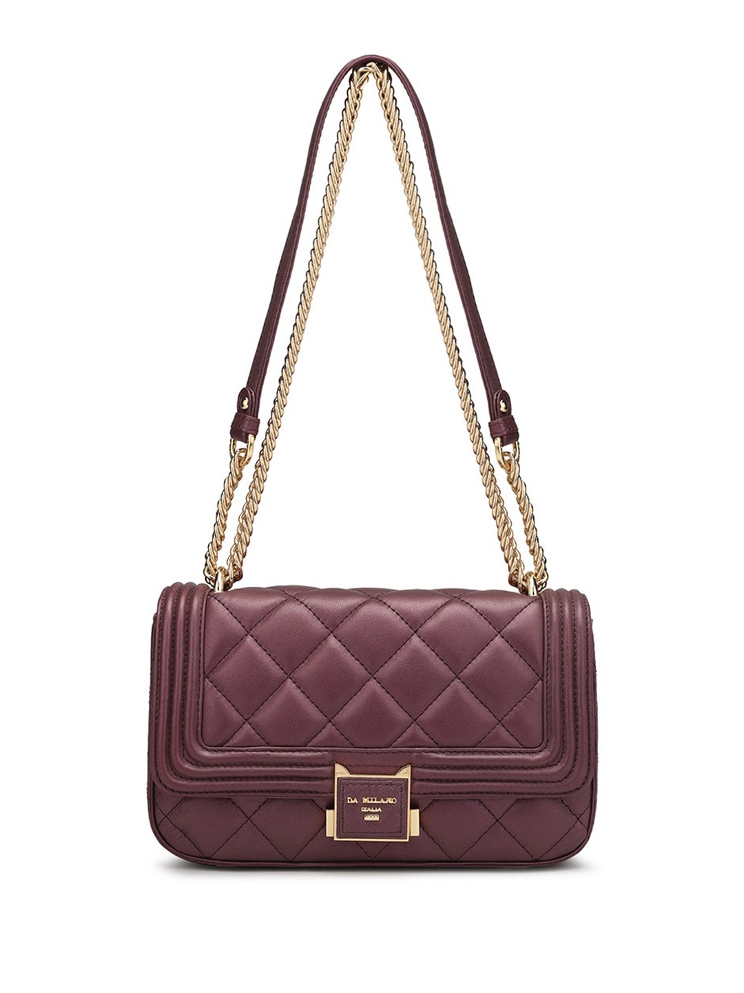 

Da Milano Textured Structured Leather Sling Bag, Purple