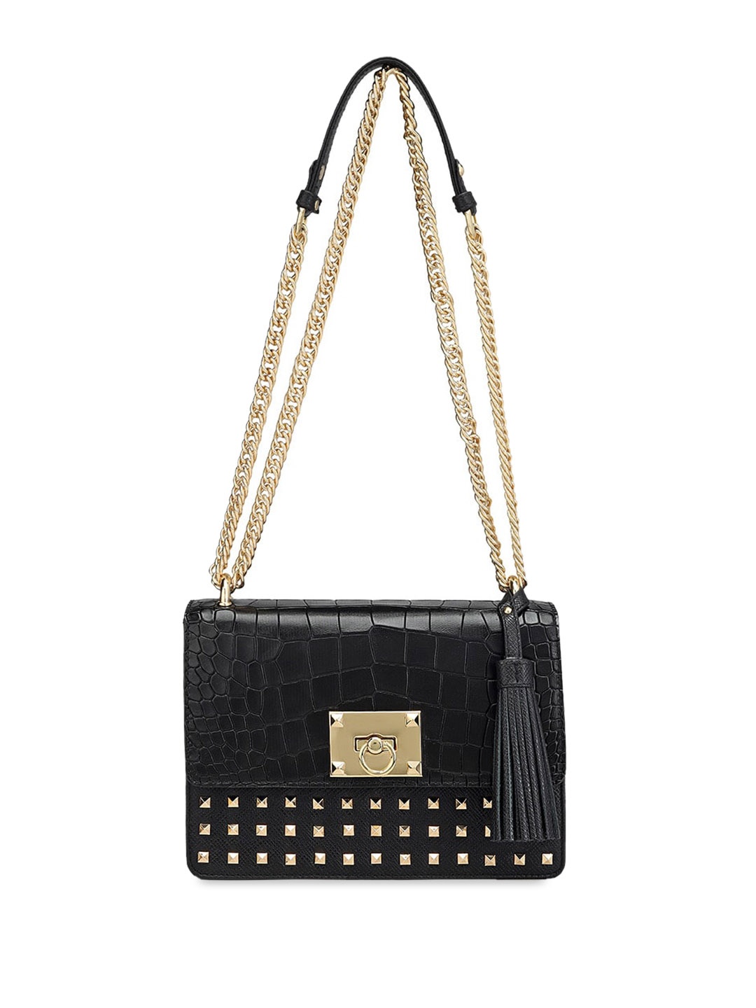 

Da Milano Textured Leather Shoulder Bag, Black