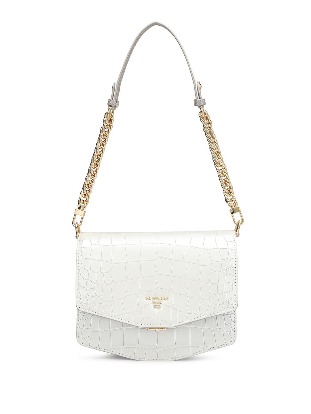 

Da Milano Textured Leather Shoulder Bag With Embellished, White