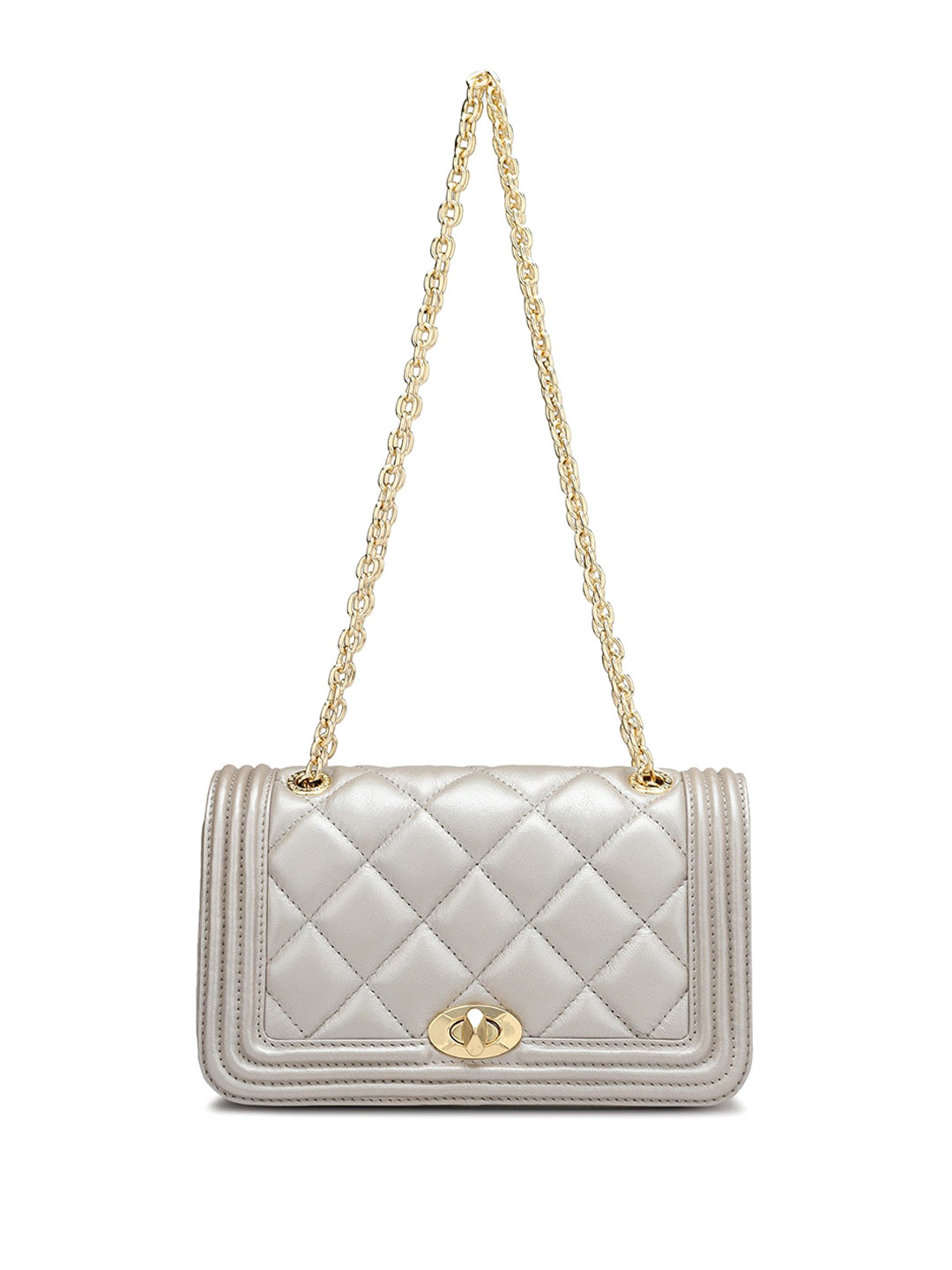 

Da Milano Textured Leather Shoulder Bag With Quilted, White