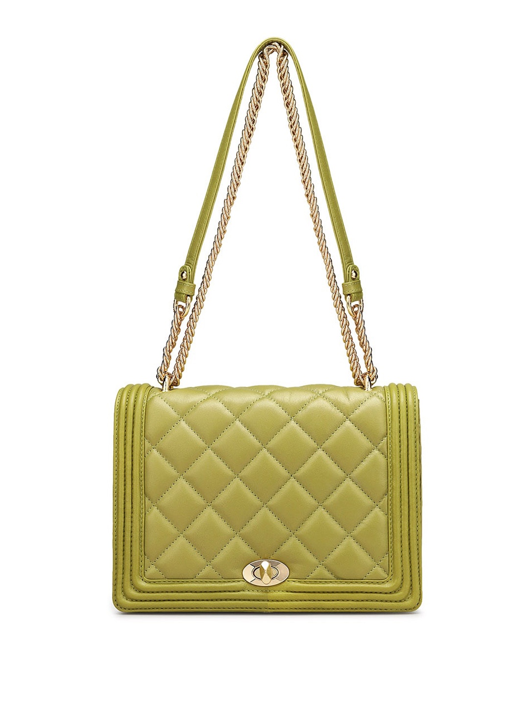 

Da Milano Textured Leather Shoulder Bag With Quilted, Green