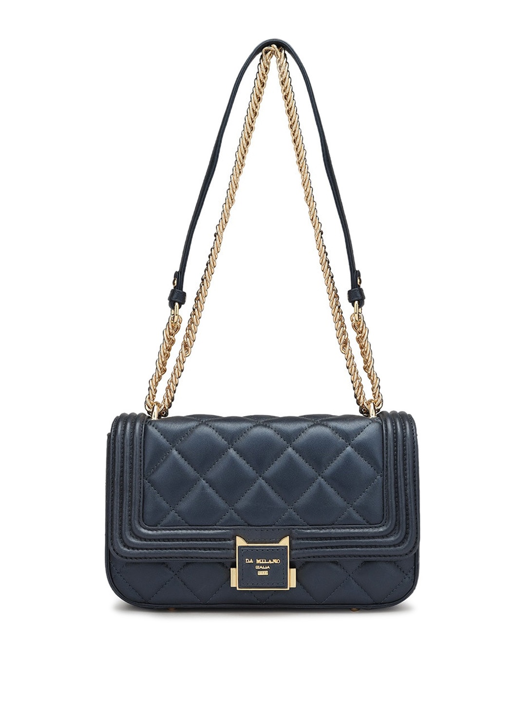 

Da Milano Quilted Detail Leather Shoulder Bag, Blue