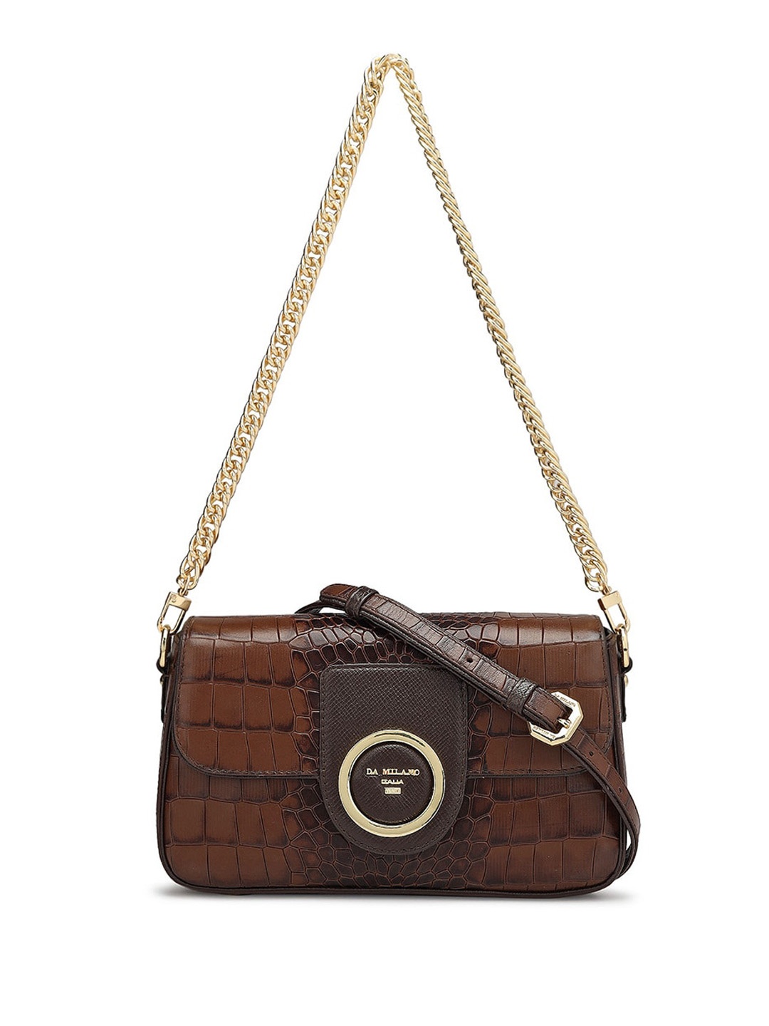 

Da Milano Textured Leather Sling Bag, Brown