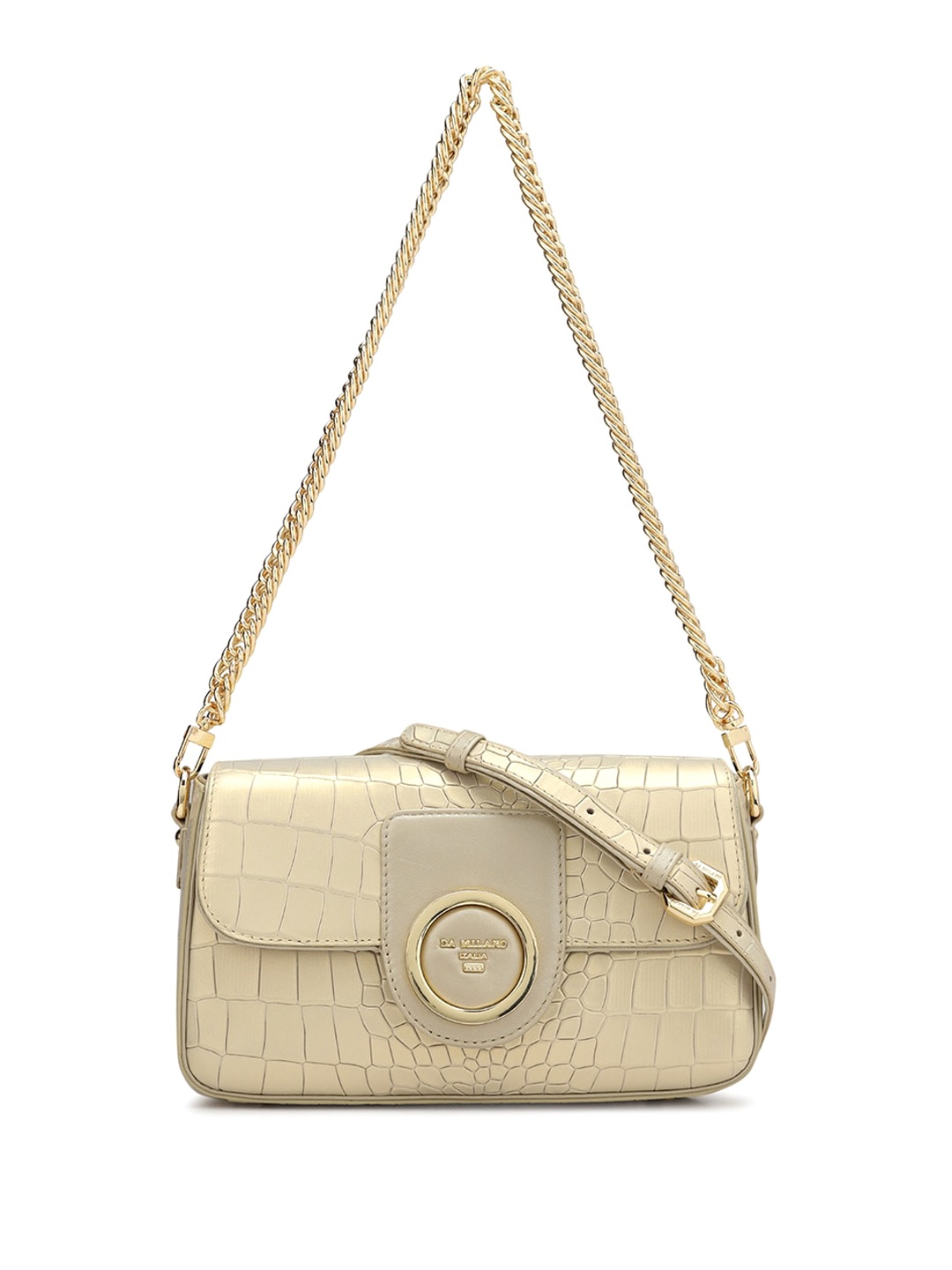 

Da Milano Textured Leather Structured Sling Bag, Yellow