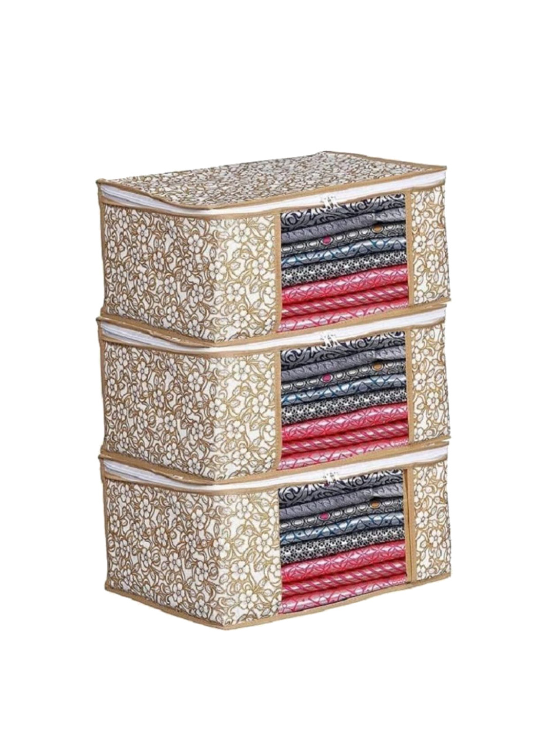 

Home Decor Expert Beige Saree Cover Organiser, Red
