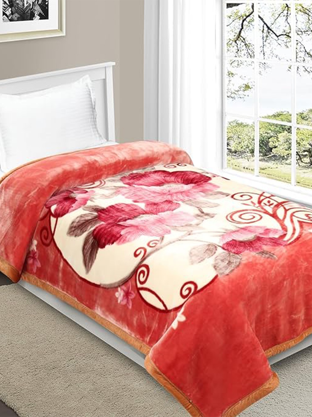 

Signature Pink & Green Floral Heavy Winter Single Bed Blanket