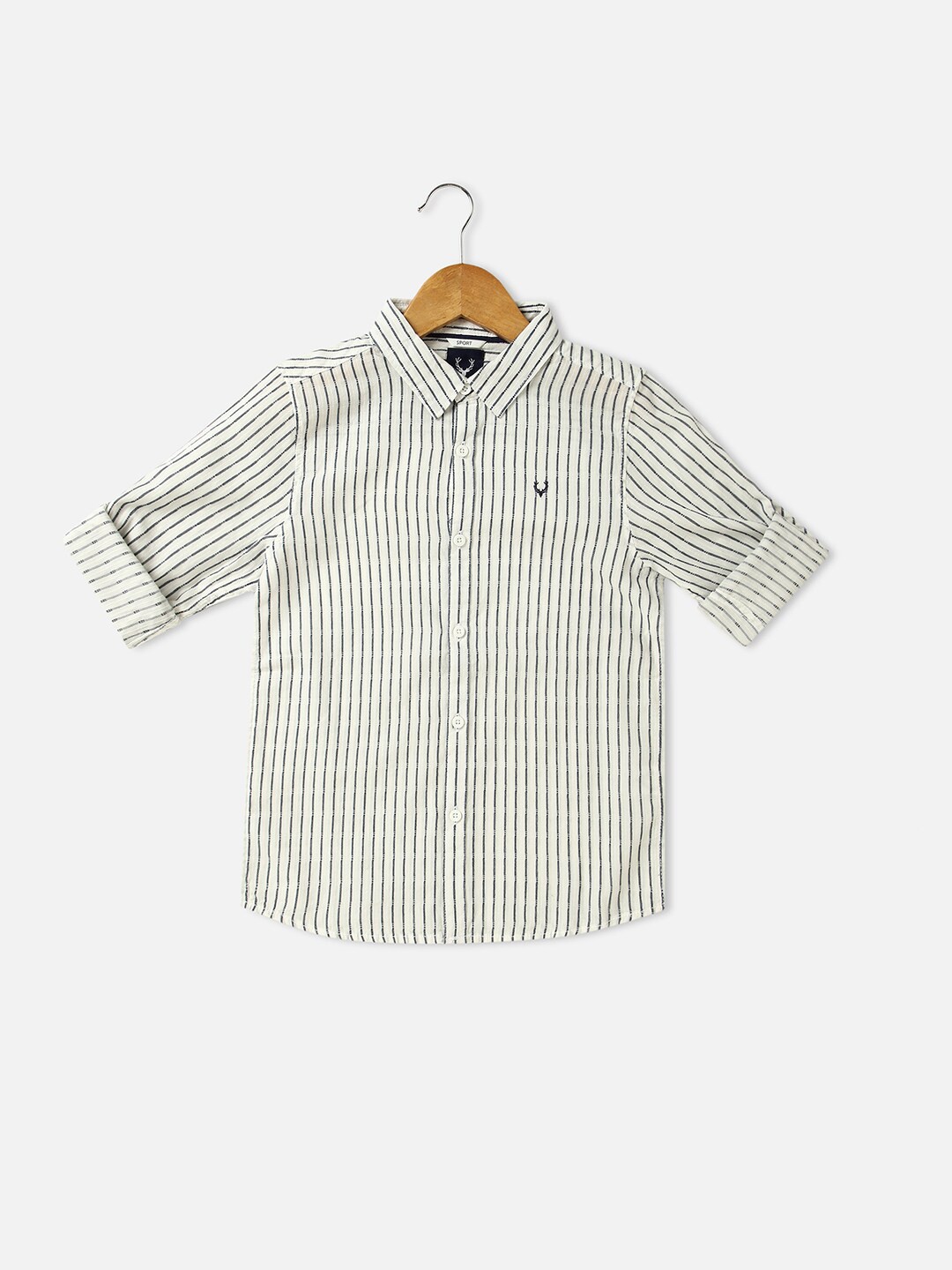 

Allen Solly Junior Boys Slim Fit Vertical Striped Spread Collar Pure Cotton Shirt, Cream