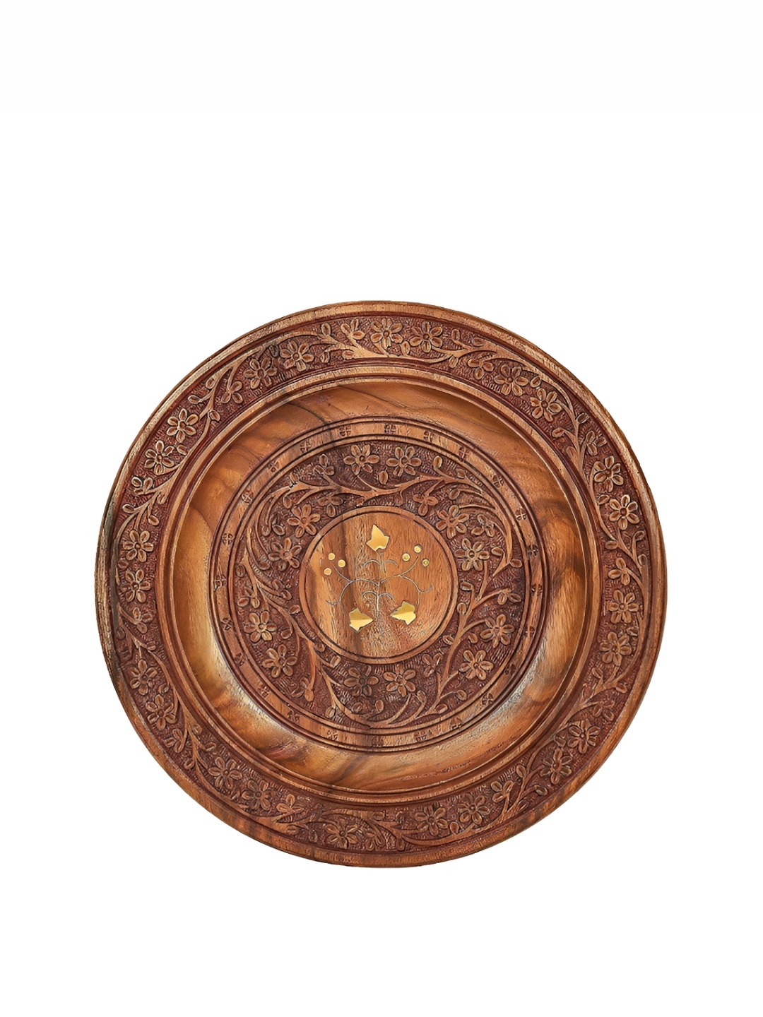 

Duadecor Brown Rose Wooden Floral Pattern Matte Serving Plates