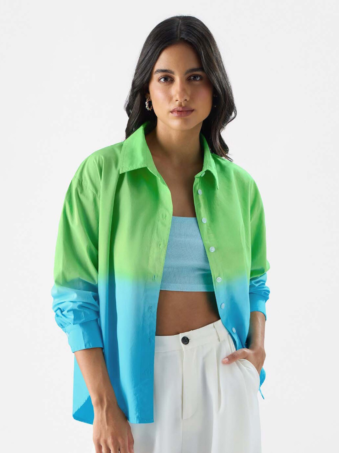 

The Souled Store Green & Blue Ombre Pure Cotton Casual Shirt