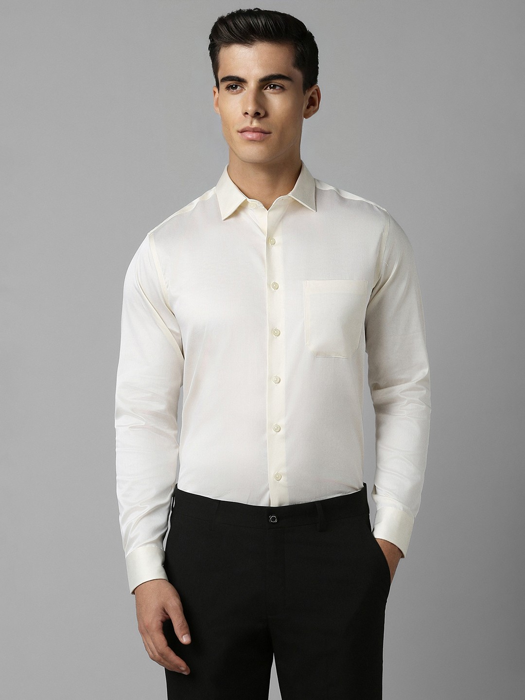 

Louis Philippe Men Cream-Coloured Slim Fit Formal Shirt