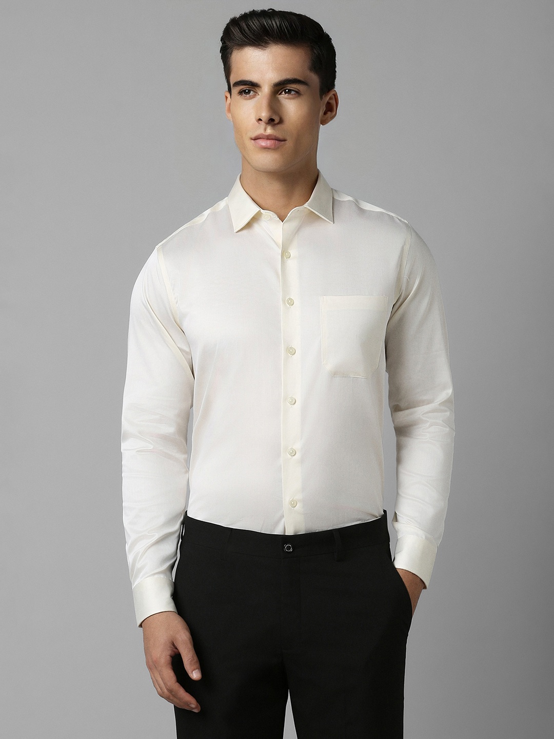 

Louis Philippe Slim Fit Cotton Opaque Formal Shirt, Cream