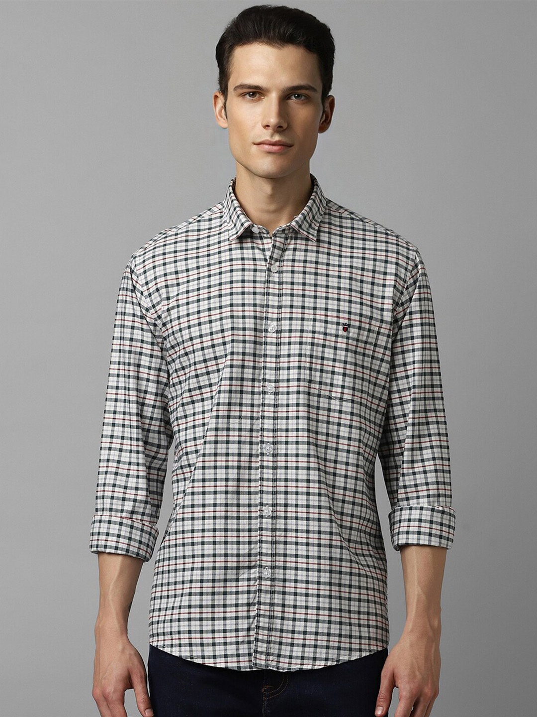 

Louis Philippe Jeans Slim Fit Tartan Checked Pure Cotton Casual Shirt, White
