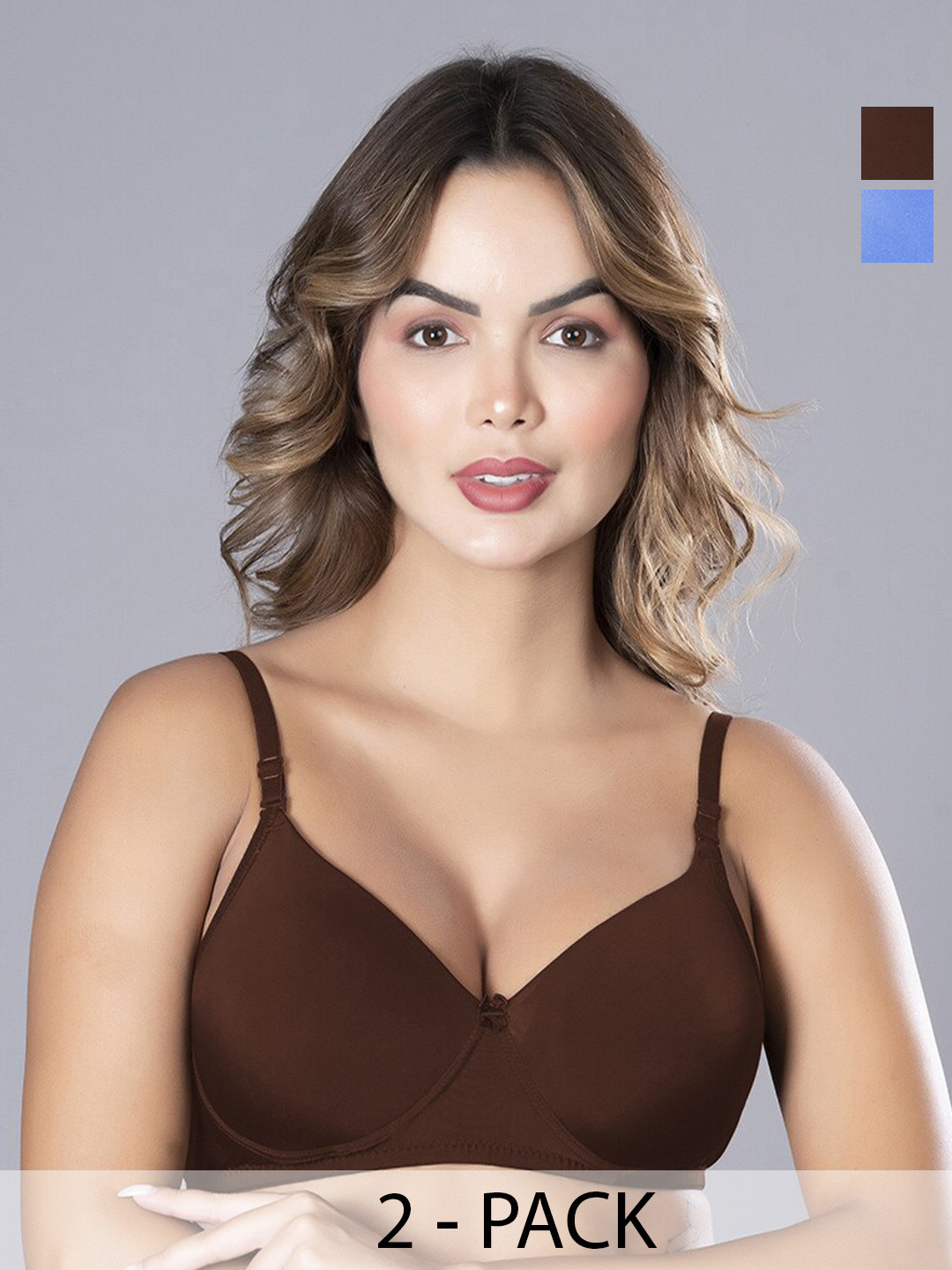 

Herryqeal Pack Of 2 Full Coverage All Day Comfort Super Support Everyday Bras, Brown