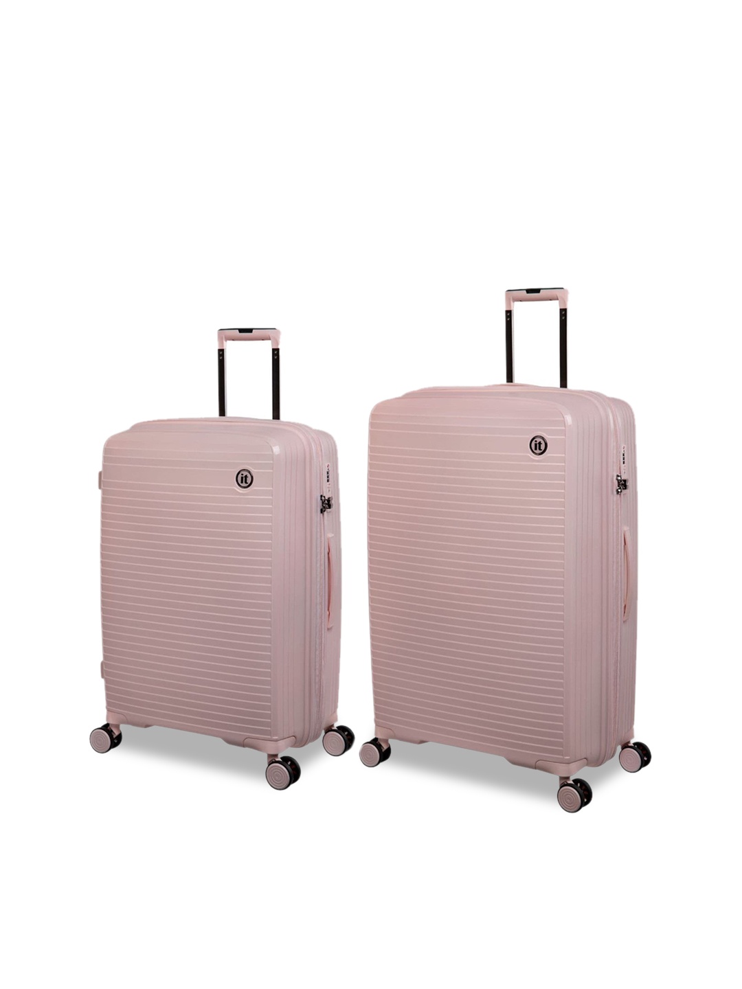 

IT luggage Spontaneous Set Of 2 Striped Hard-Sided Large Trolley Suitcase-50L, Pink