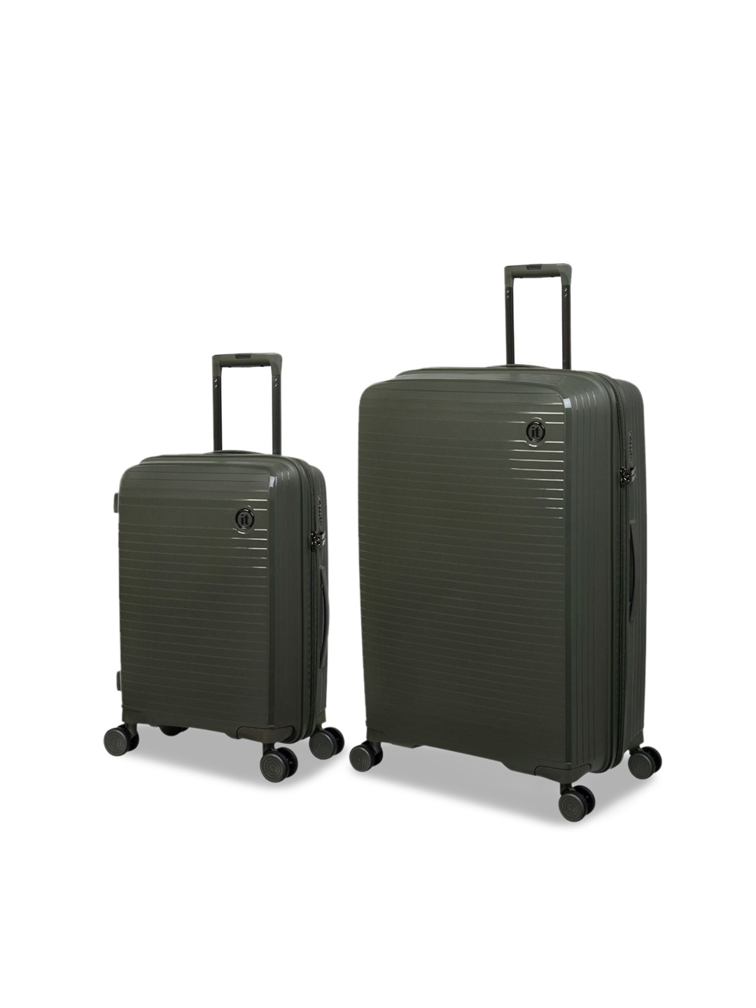 

IT luggage Set Of 2 Striped Hard-Sided Trolley Suitcases, Olive