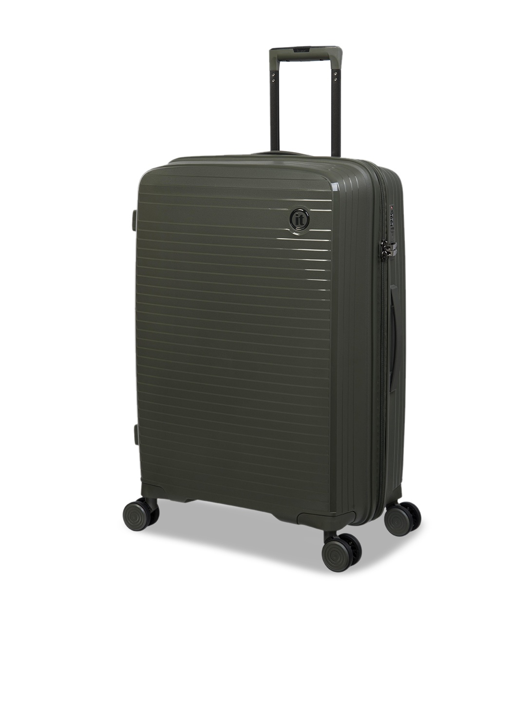 

IT luggage Spontaneous Striped Hard Sided 24 inches Medium Trolley Suitcase, Olive