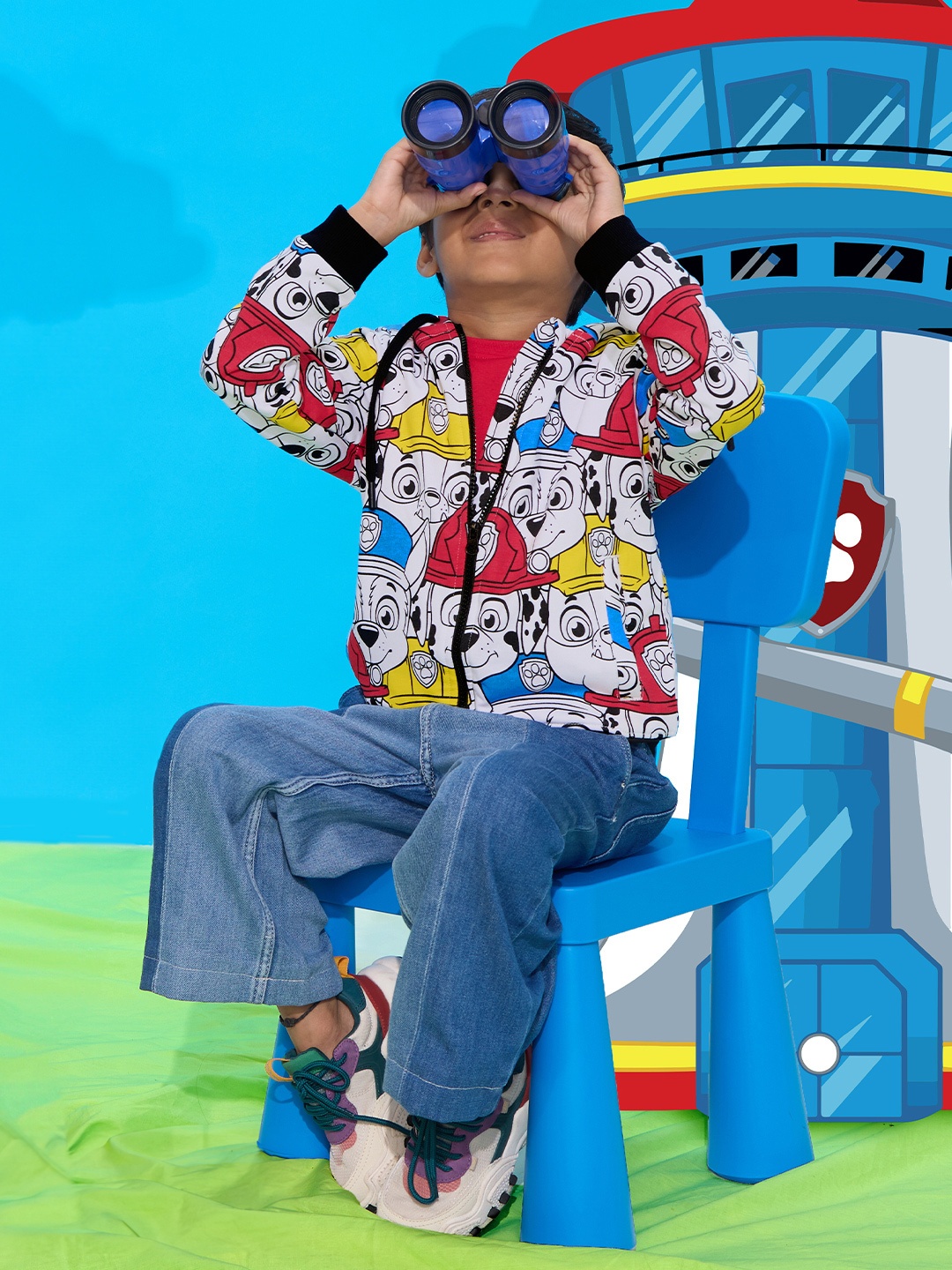 

The Souled Store Boys Paw Patrol Printed Hooded Front-Open Sweatshirt, White