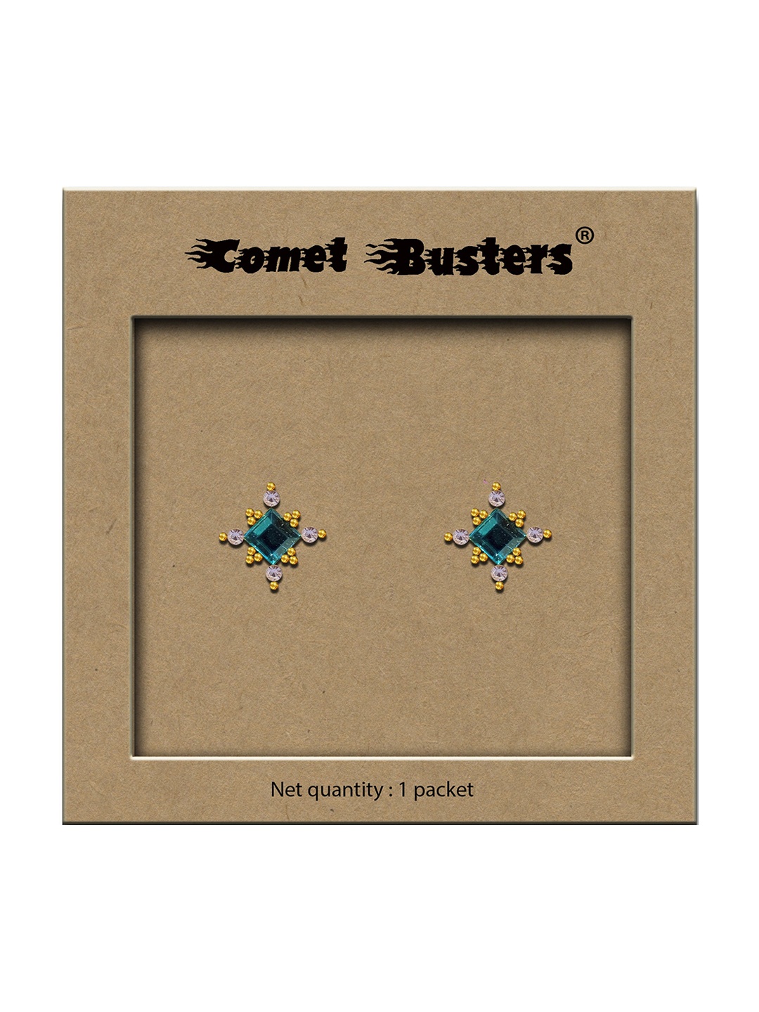 

Comet Busters Non Piercing Stick On Studs Earrings, Green