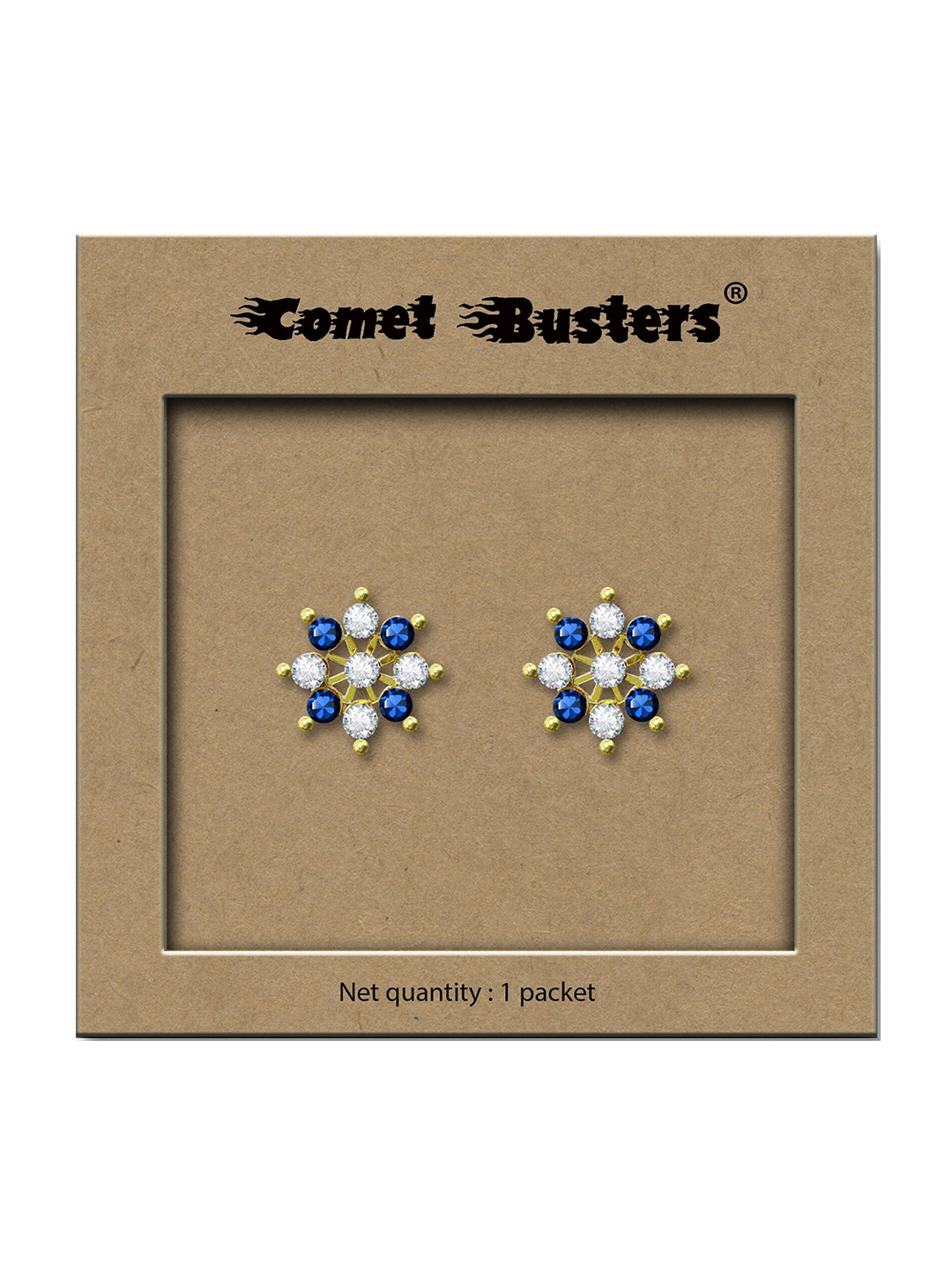 

Comet Busters Non Piercing Stick On Studs Earrings, Blue