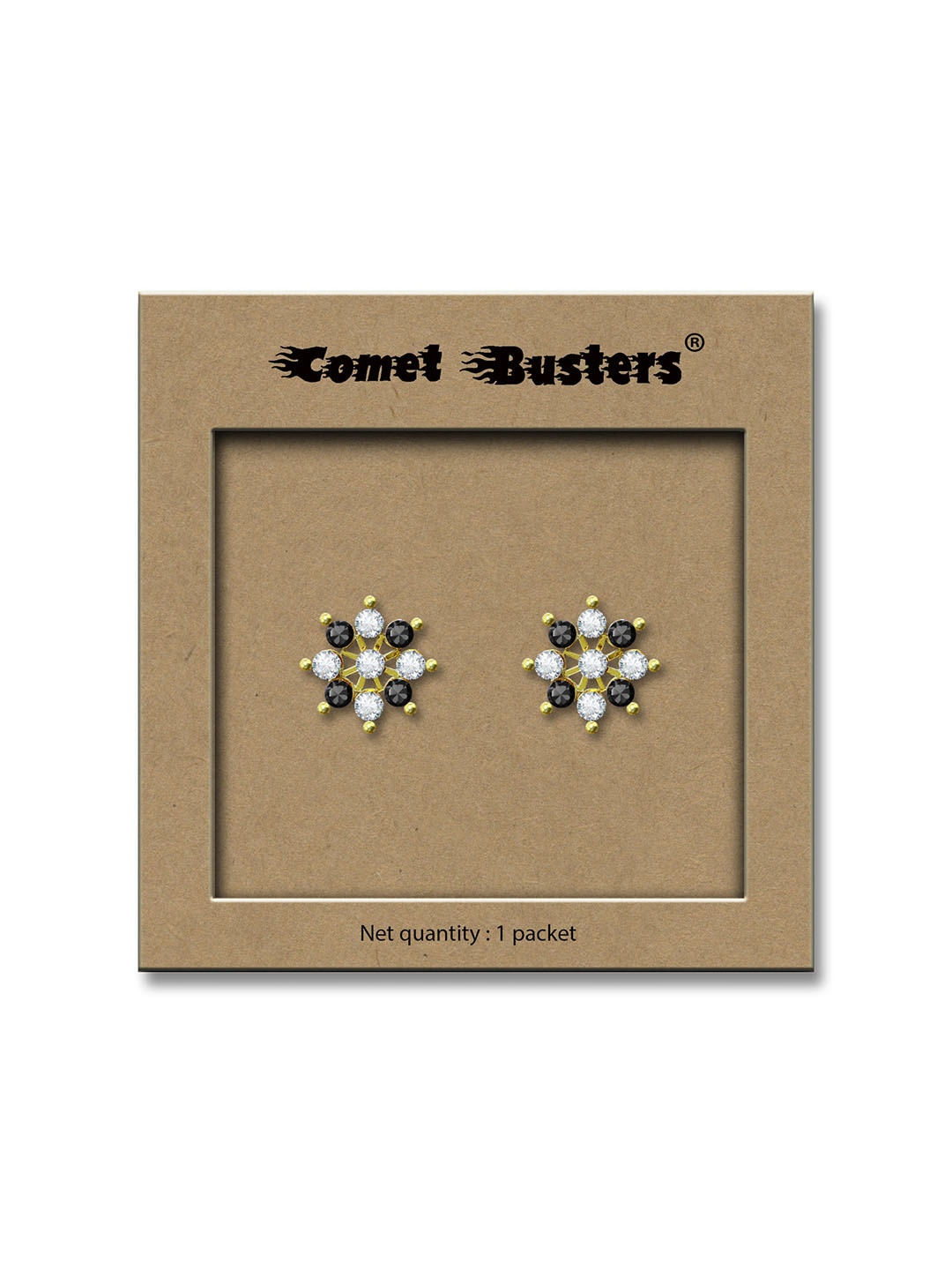 

Comet Busters Non Piercing Ear Stickers Studs Earrings, Black