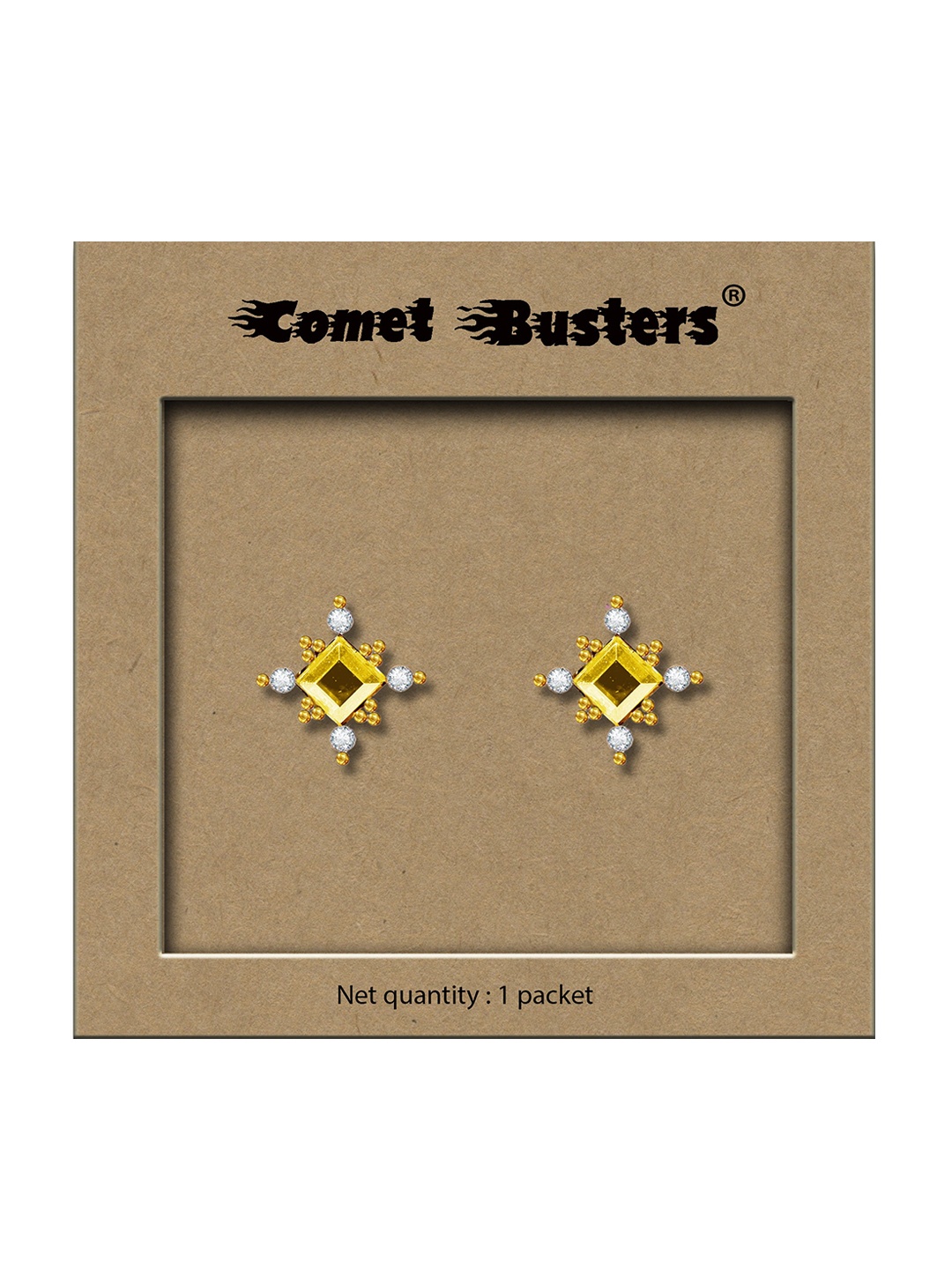 

Comet Busters Non Piercing Ear Stickers Studs Earrings, Yellow