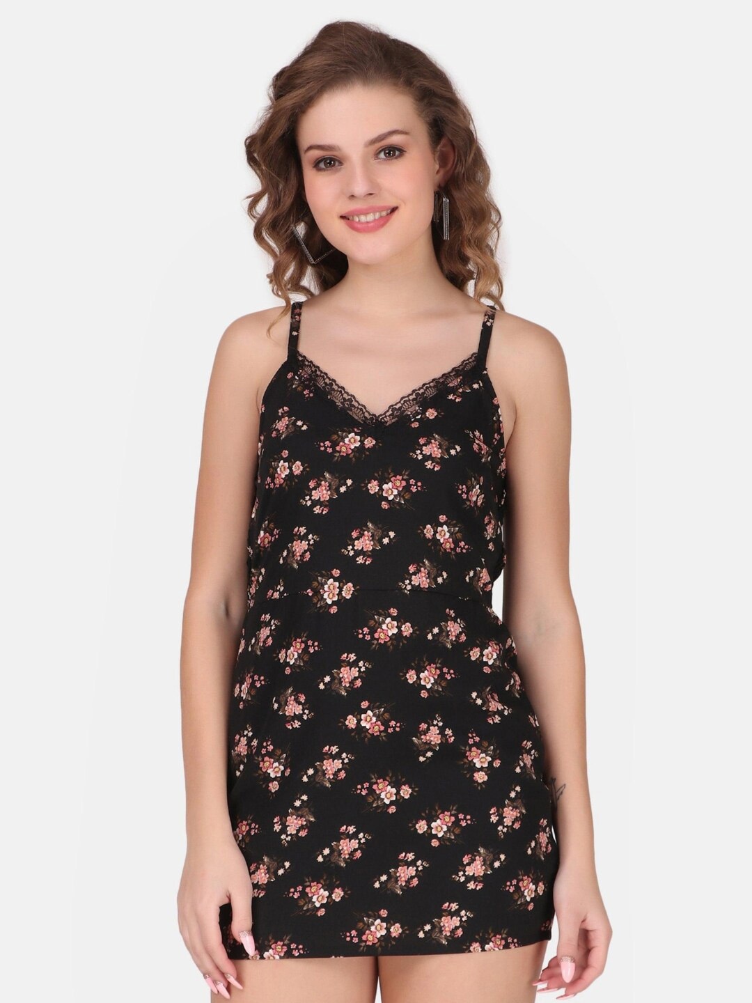 STARIN Printed Bodycon Mini Dress, Black