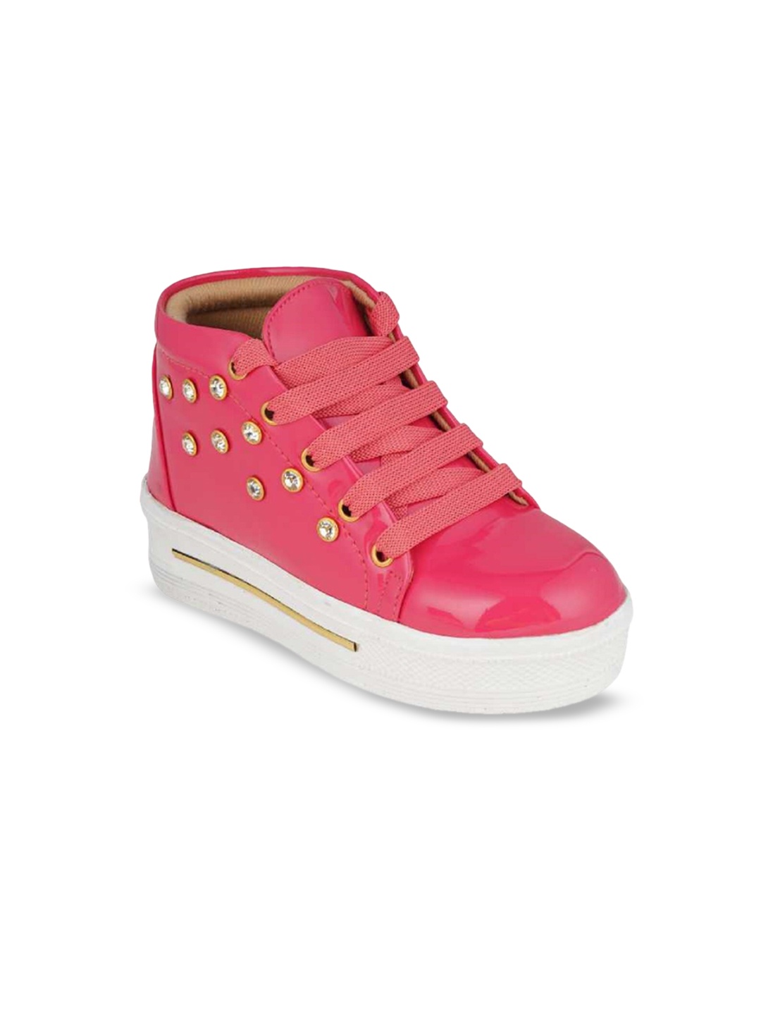 

BAESD Girls Mid Top Embellished Flatform Heel Regular Boots, Pink