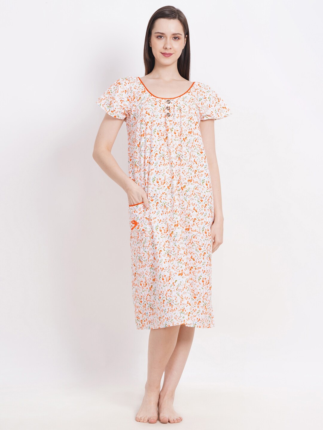

Breezly Printed Cotton Nightdress, White
