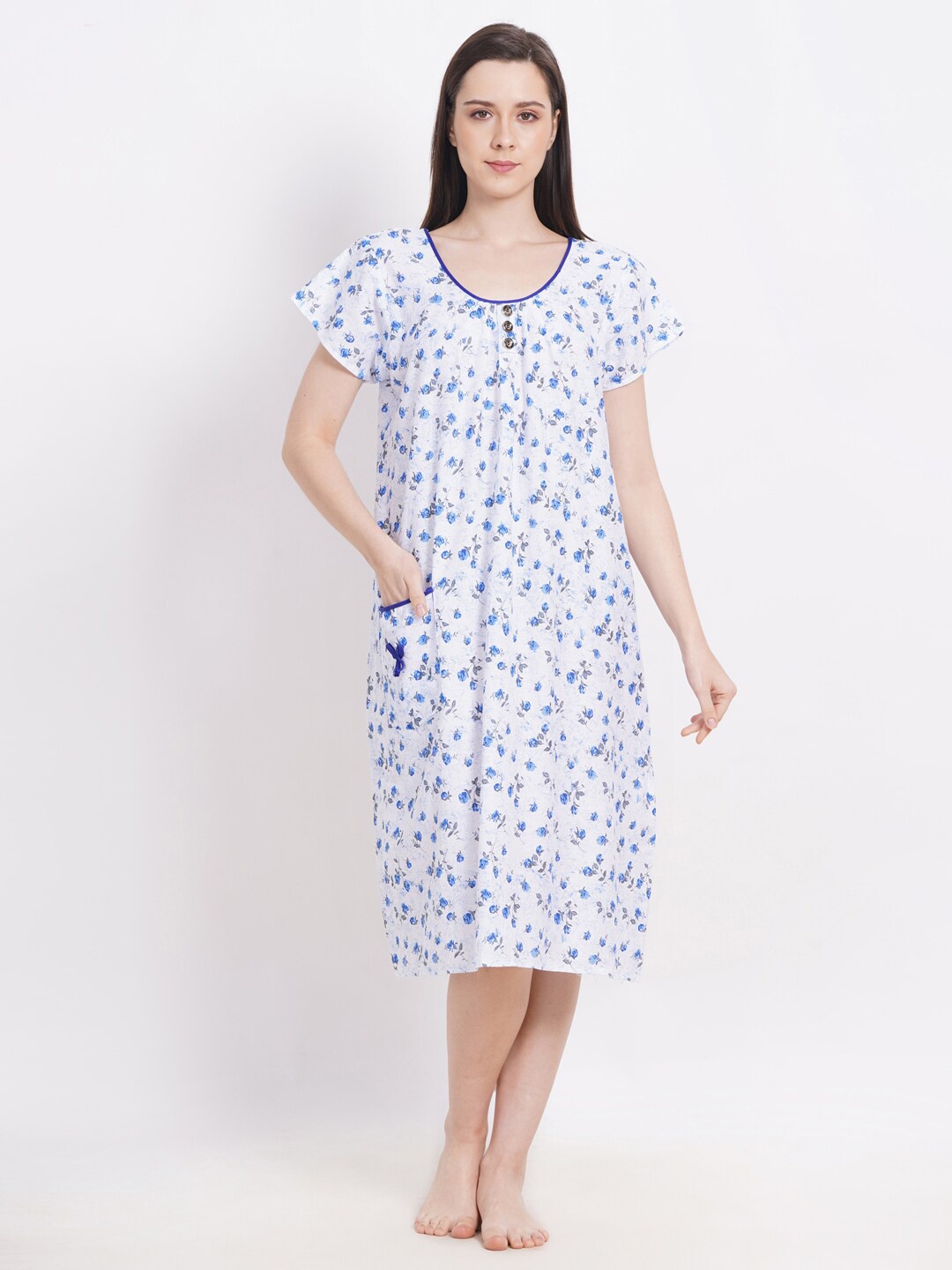 

Breezly Printed Cotton Nightdress, White