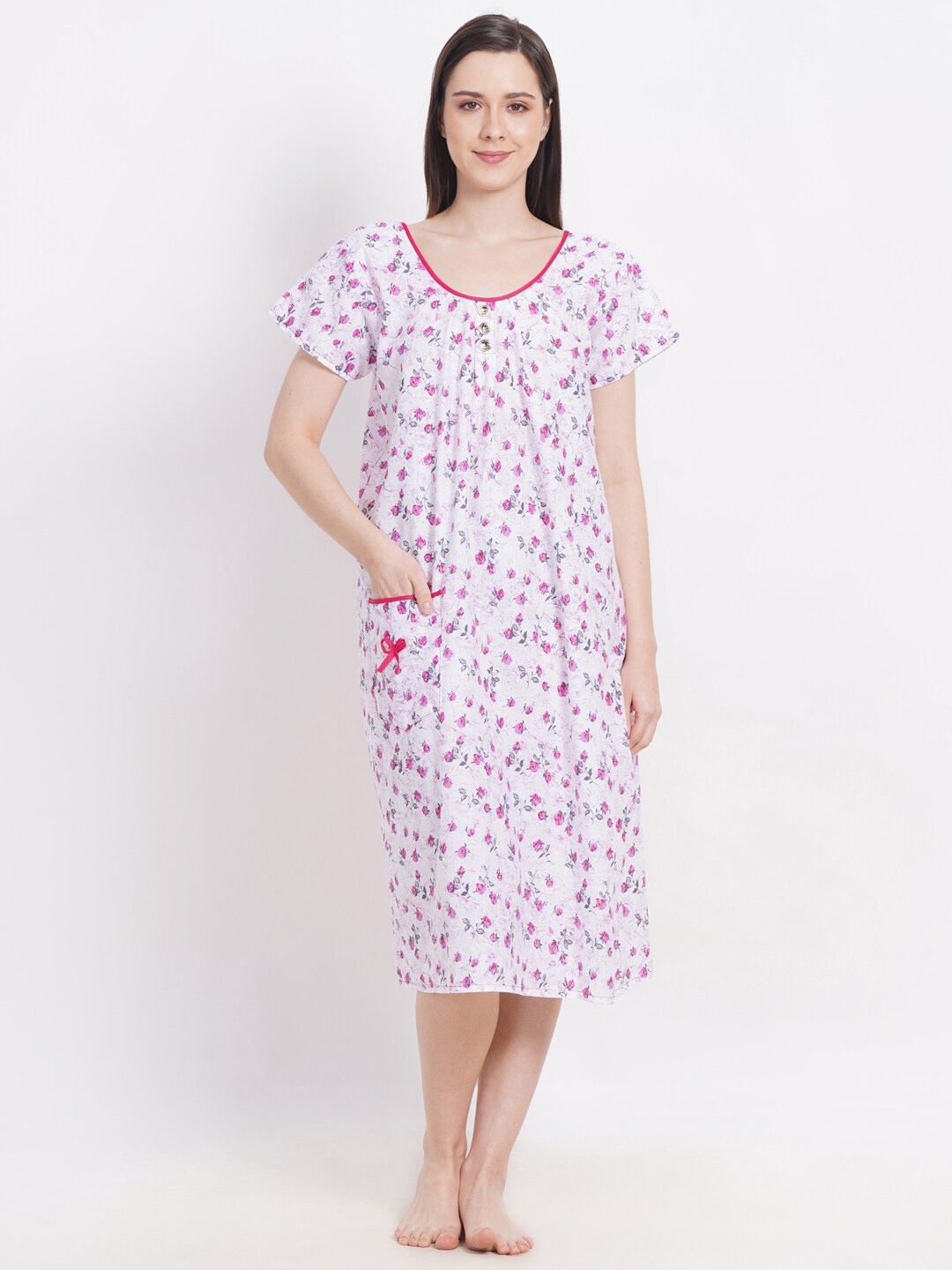 

Breezly Printed Cotton Nightdress, White