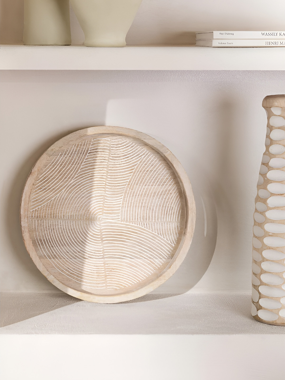 

Duadecor Wooden Large Serving Home Decor Tray, White