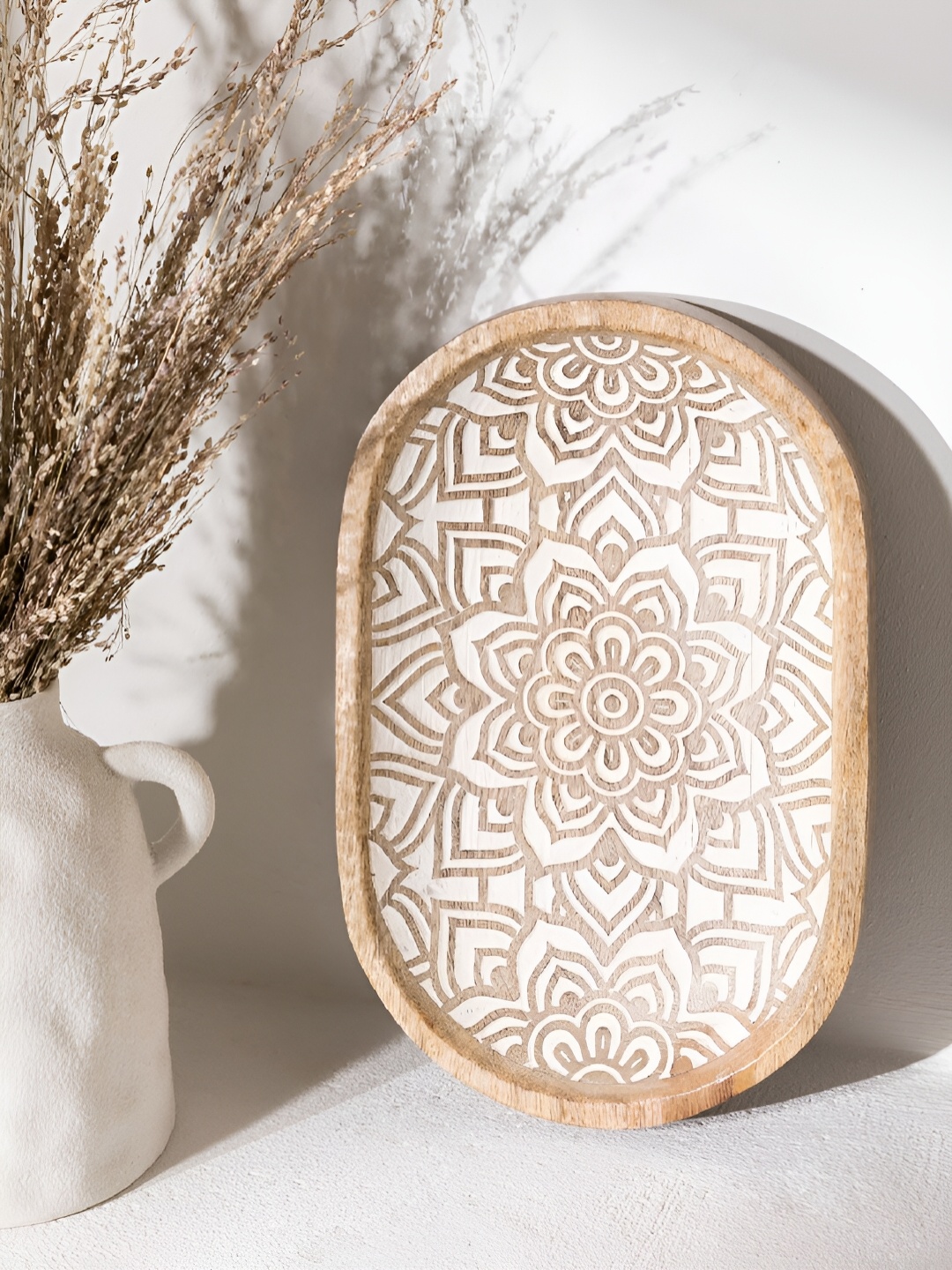 

Duadecor Wooden Serving Decorative Tray, White