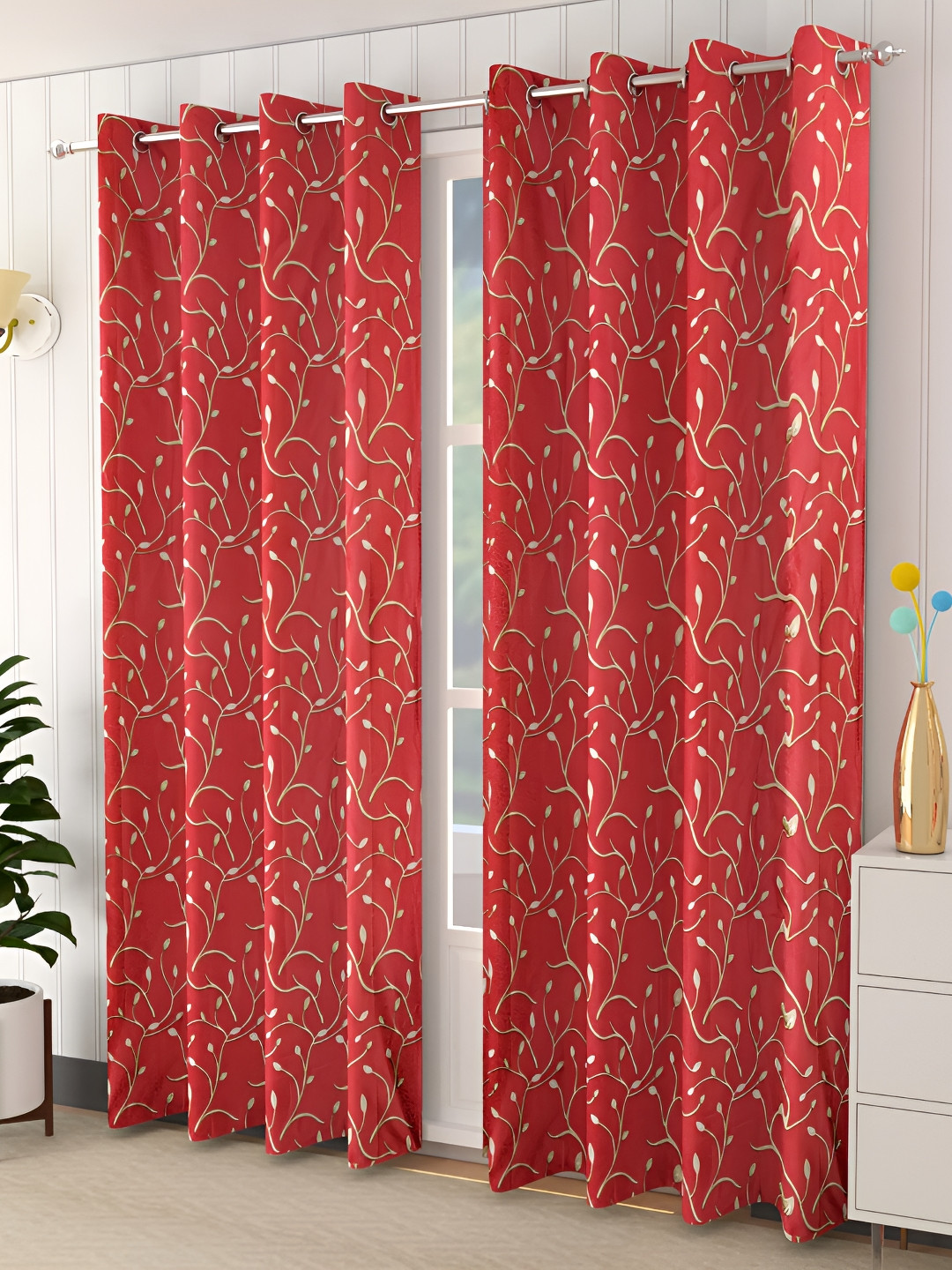 

EISMOURAH Maroon 2 Pieces Room Darkening Door Curtains