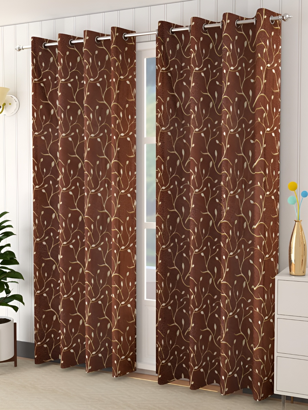 

EISMOURAH Brown 2 Pieces Room Darkening Door Curtains