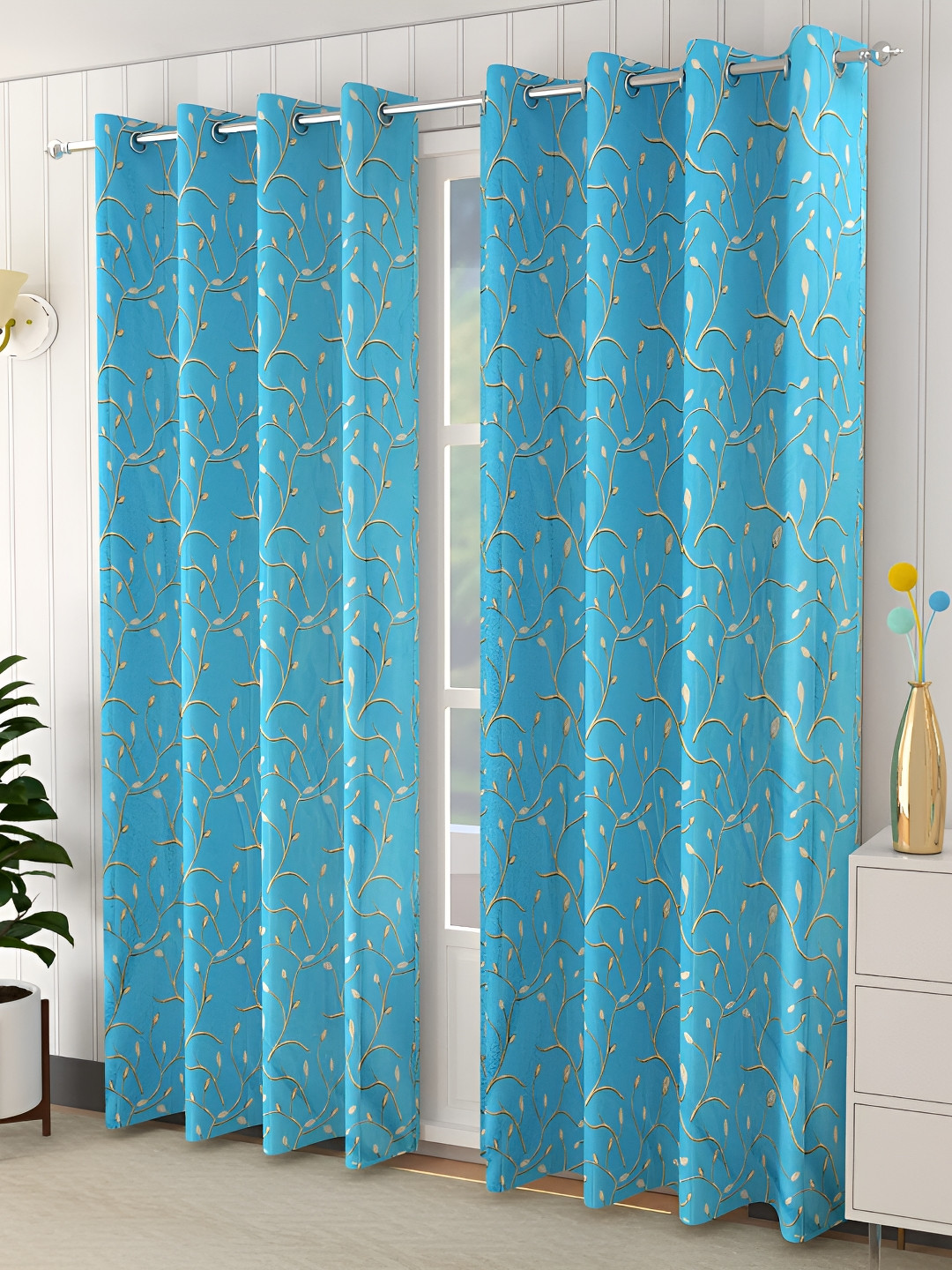 

EISMOURAH Blue 2 Pieces Room Darkening Door Curtains