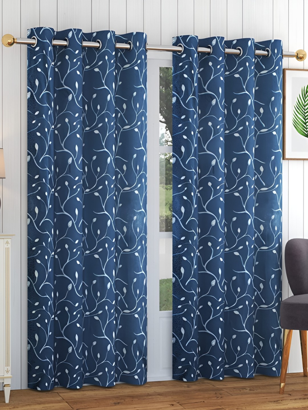 

EISMOURAH Blue Grey 2 Pieces Room Darkening Door Curtains