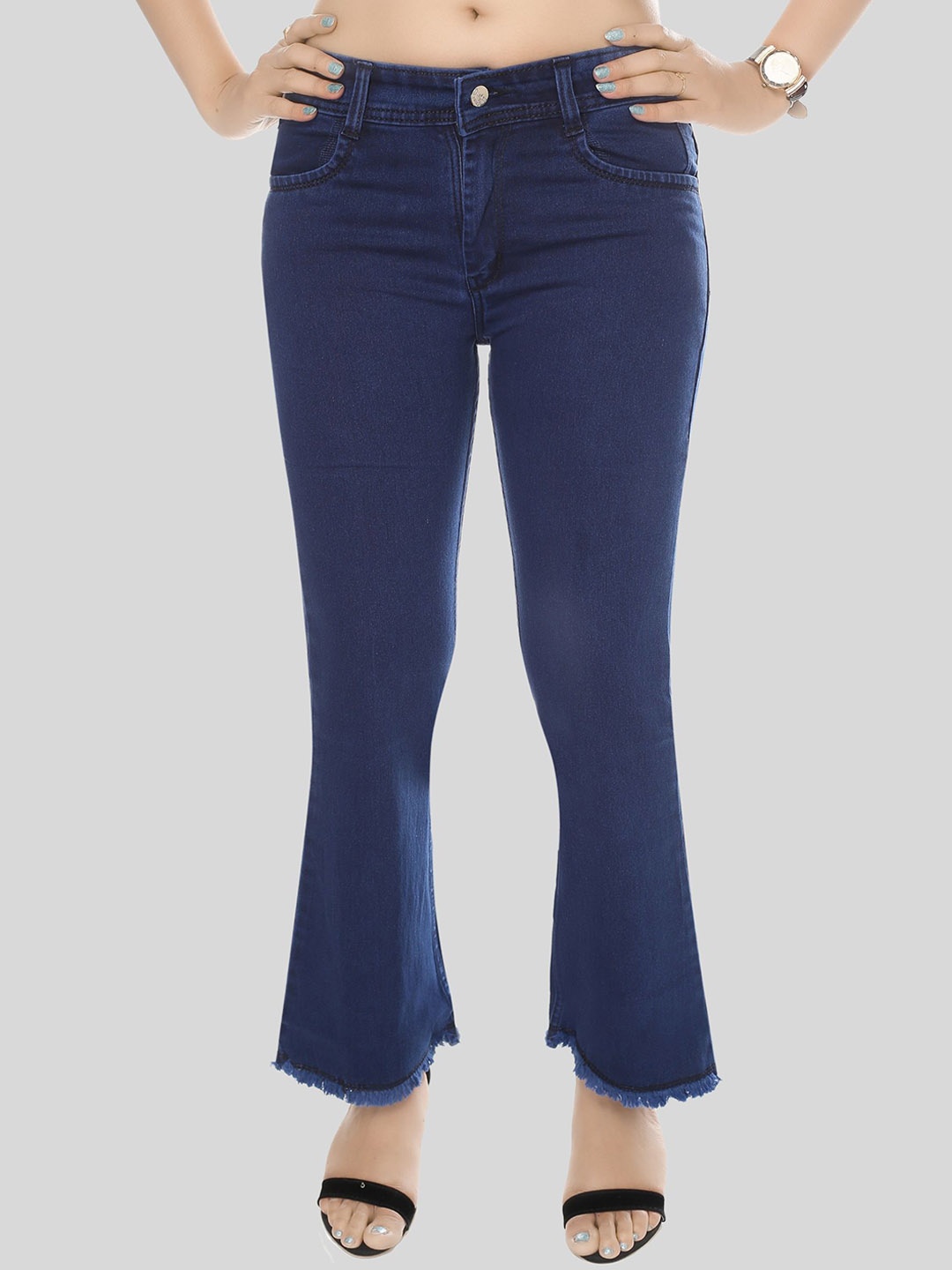 

BAESD Jean Women Bootcut Clean Look Cotton Jeans, Navy blue