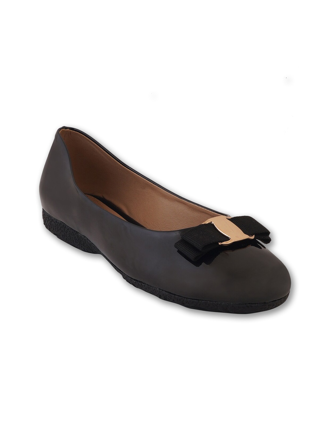 

pelle albero Round Toe Ballerinas With Bows, Black