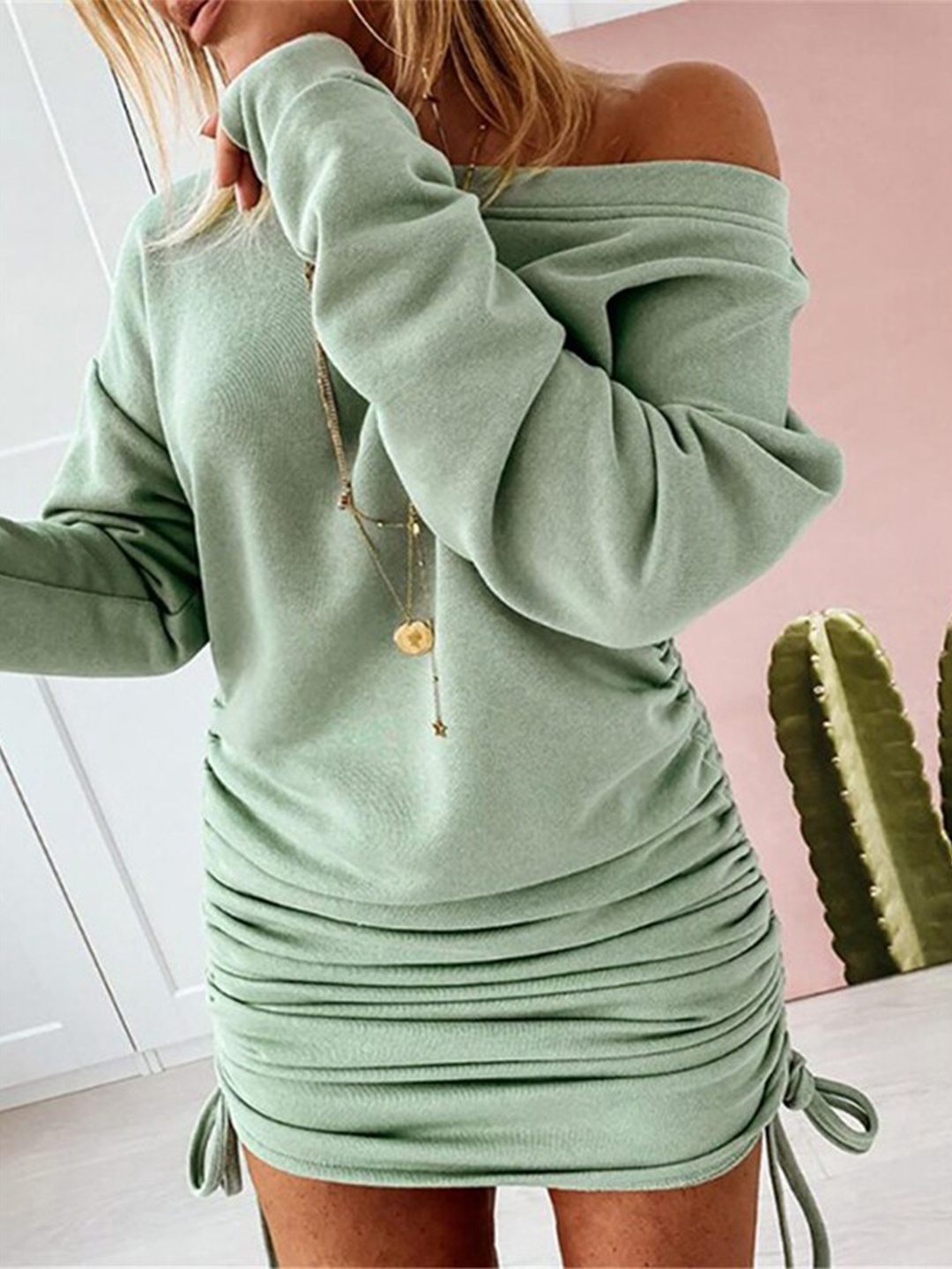 

StyleCast Green Ruched T-shirt Mini Dress