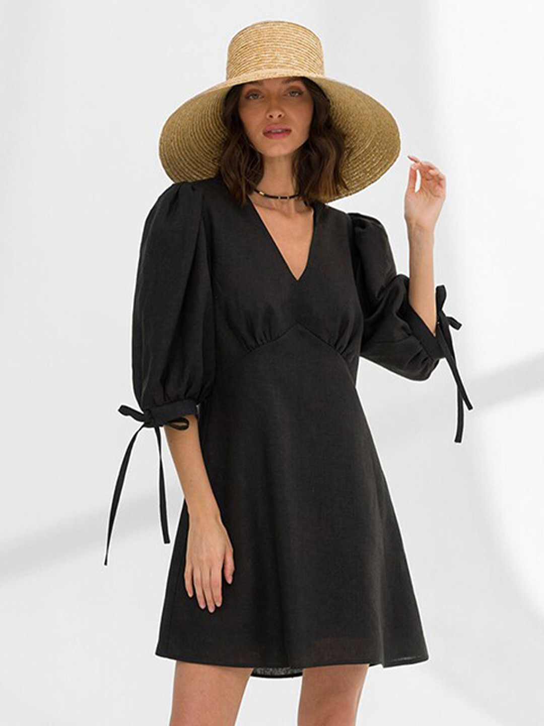 

StyleCast Black V-Neck Cotton A-line Mini Dress